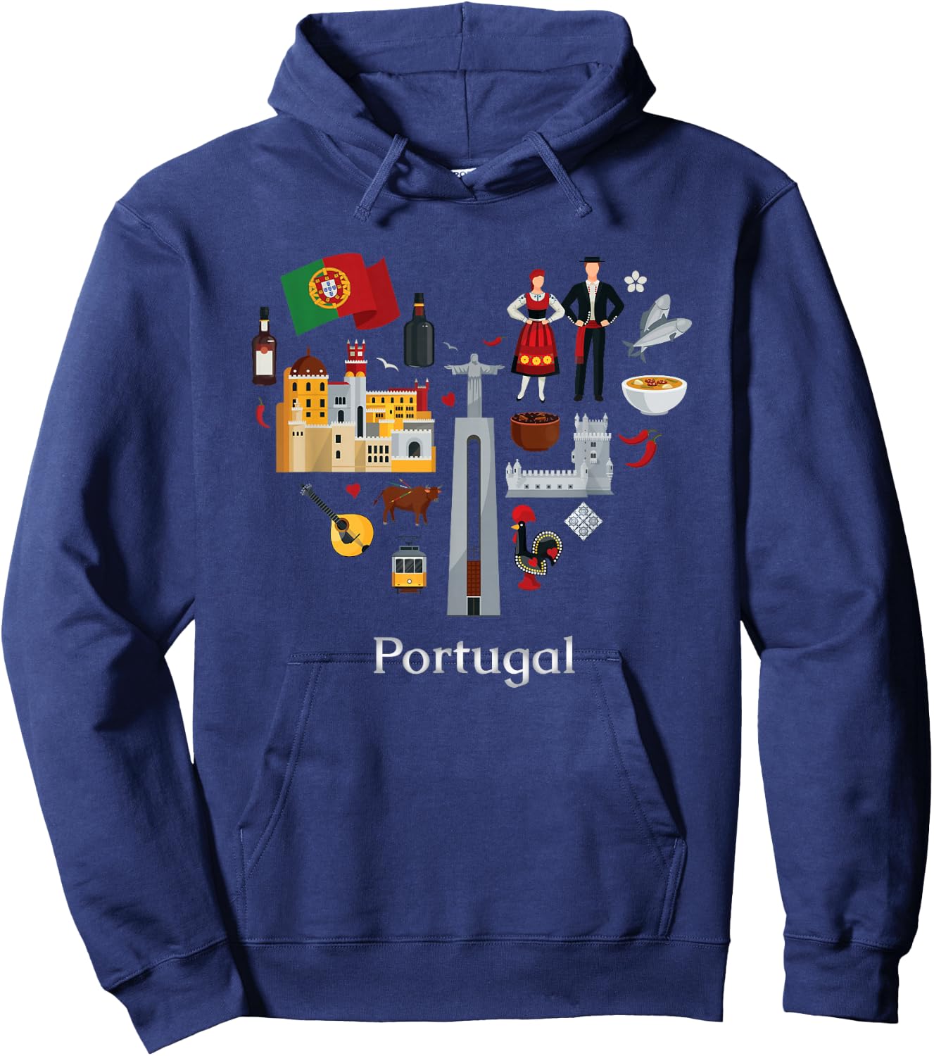 Portugal Love Heart Azulejos Fado Lisbon Vibrancy Hoodie - Hoodie | Navy