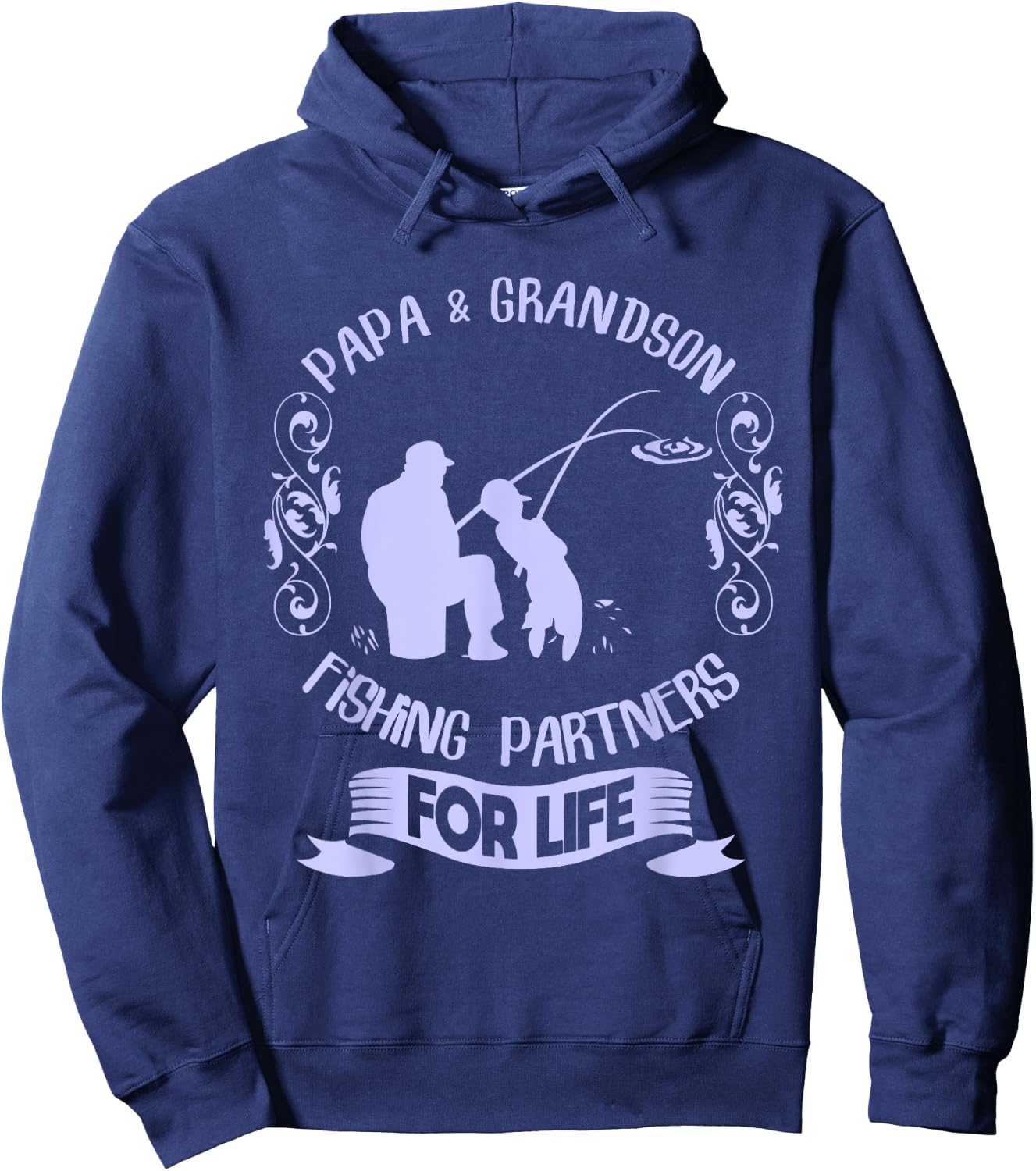 Matching Papa and Grandson Fishing Shirt Fishing Grandpa Hoodie - Hoodie | Navy