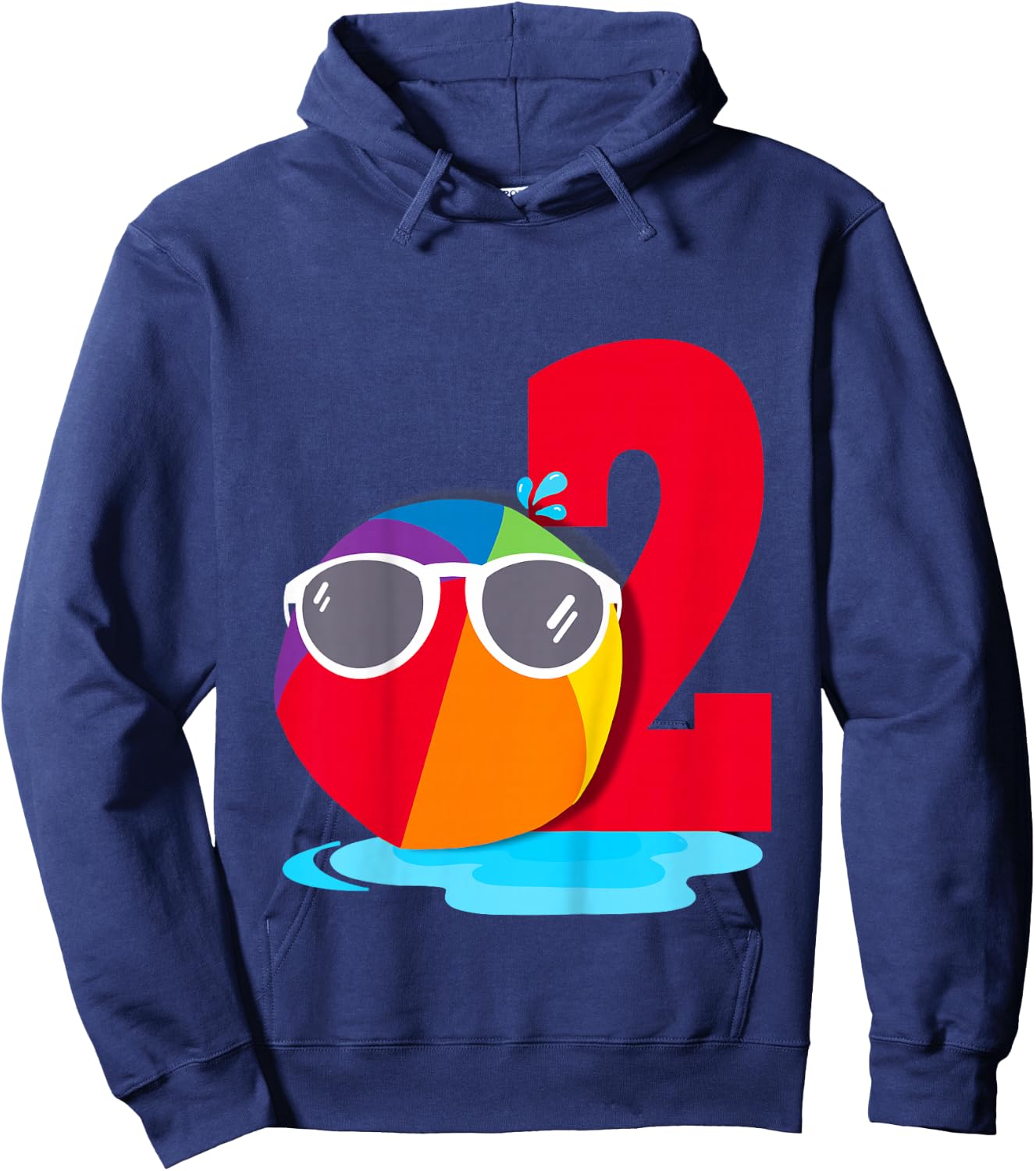 Beach Ball Sunglasses Birthday Shirt 2 Year Old Pool Party Hoodie - Hoodie | Navy