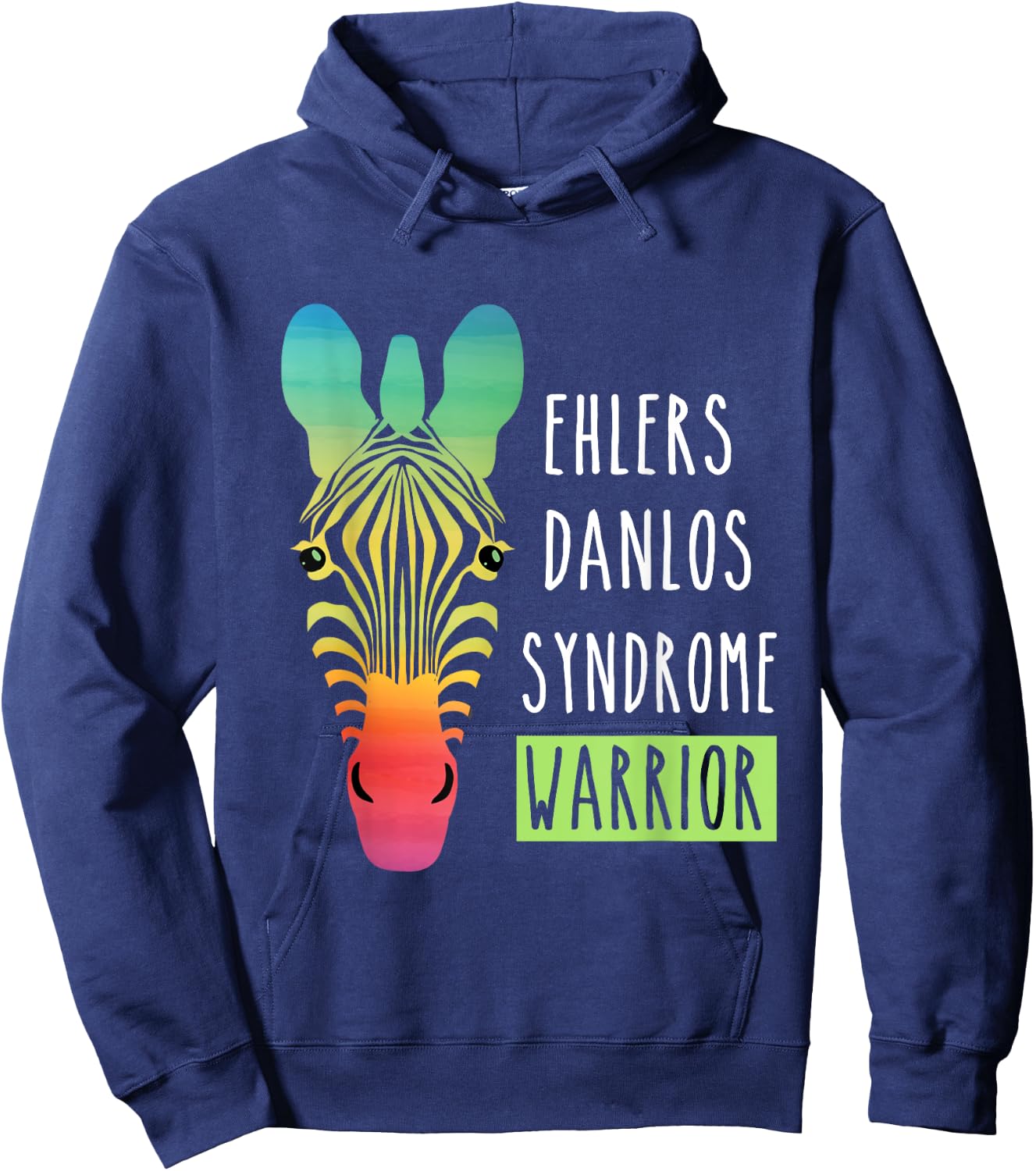 Ehlers Danlos Syndrome Warrior EDS Awareness Zebra Hoodie - Hoodie | Navy