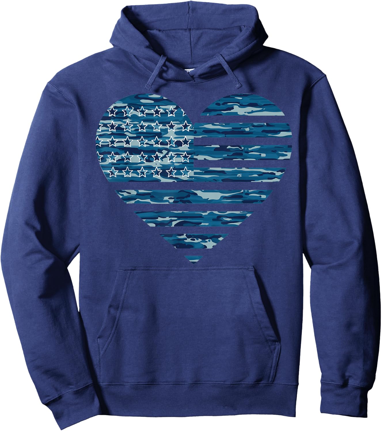 Blue Camo American Heart USA Men Boys Women Girls Kids Hoodie - Hoodie | Navy