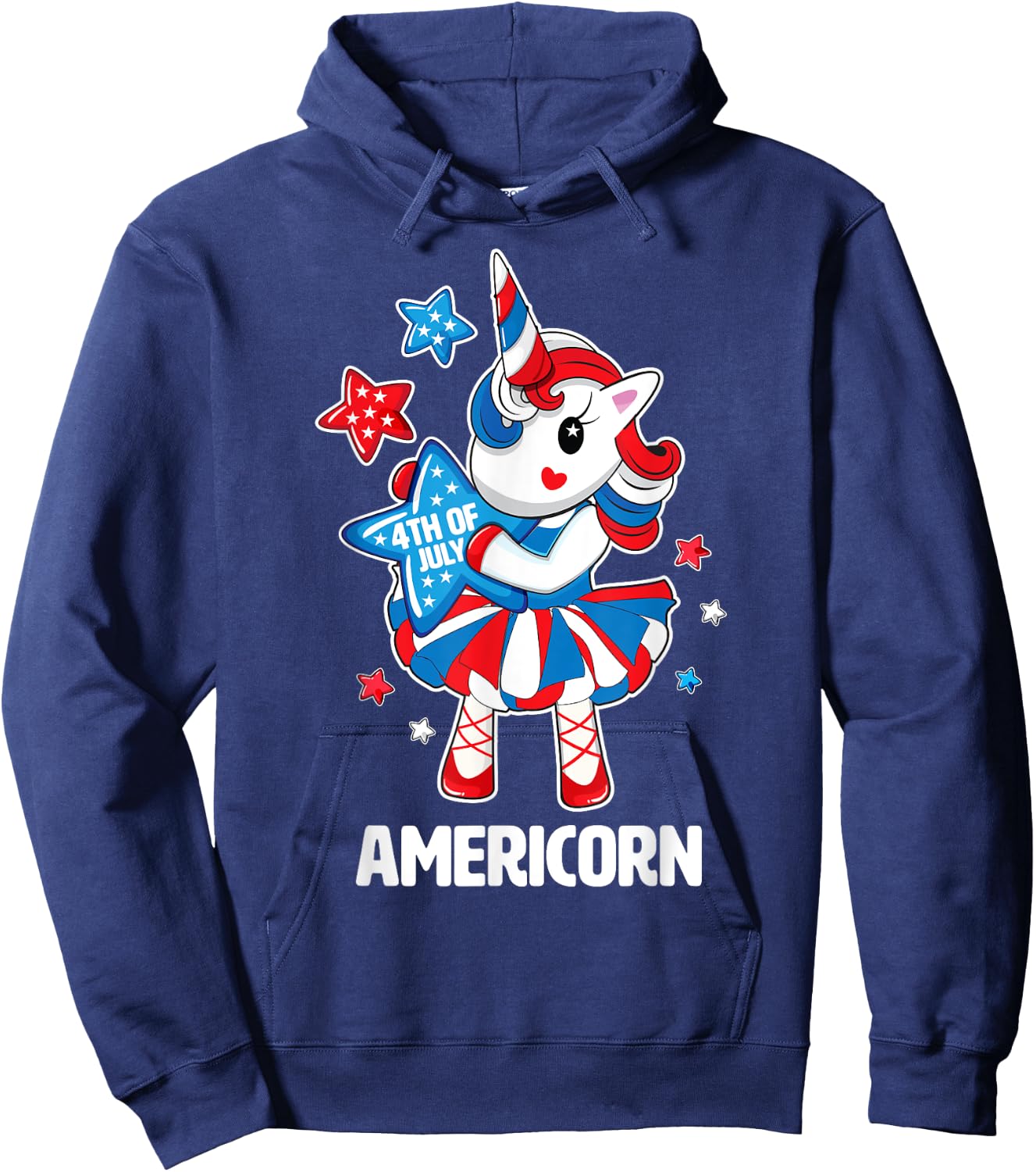 Americorn Shirt Fun 4th of July Unicorn America Stars Gift Hoodie - Hoodie | Navy