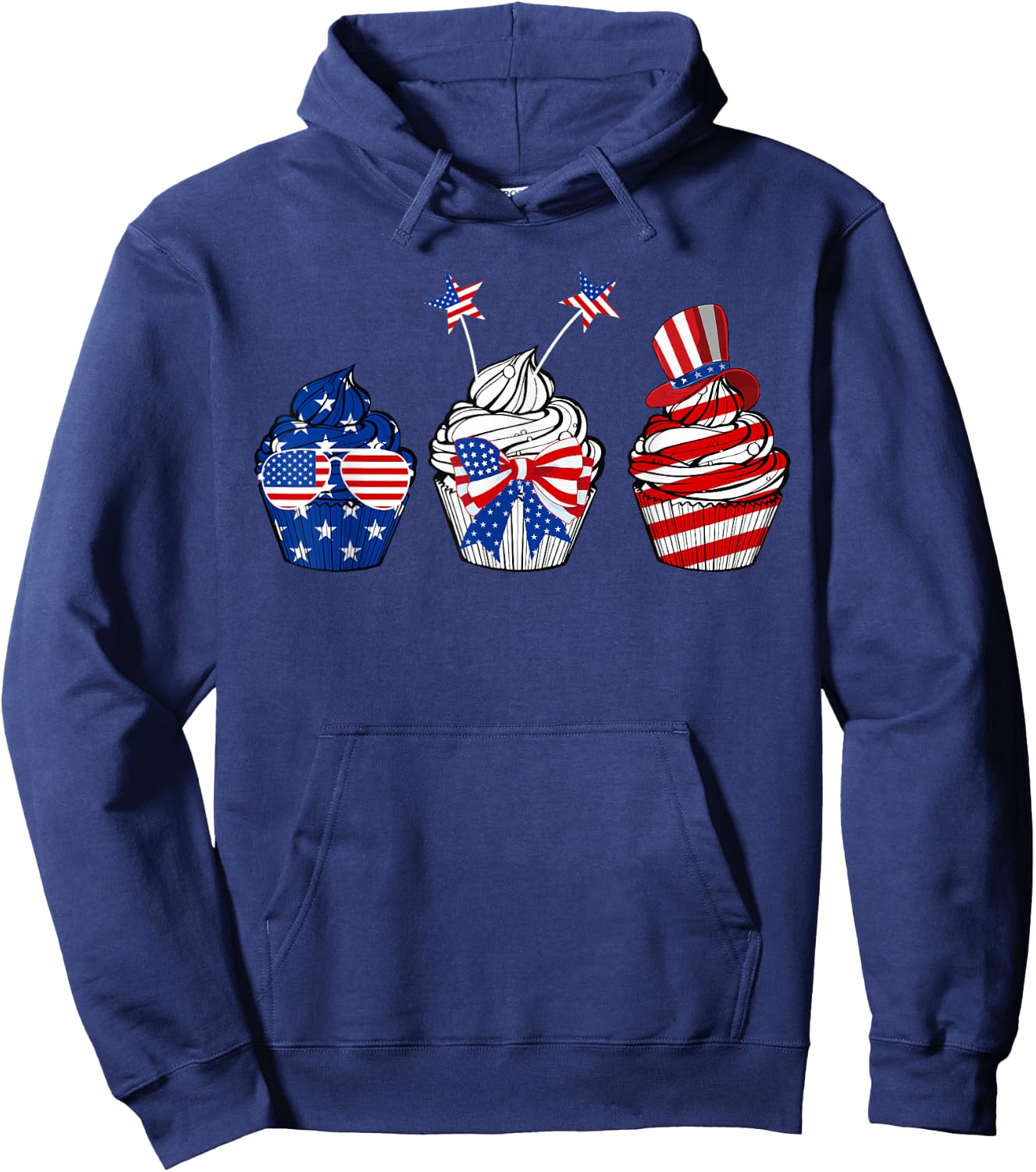 Red White Blue Cupcake Baking Lover 4th Of July Gifts Hoodie - Hoodie | Navy