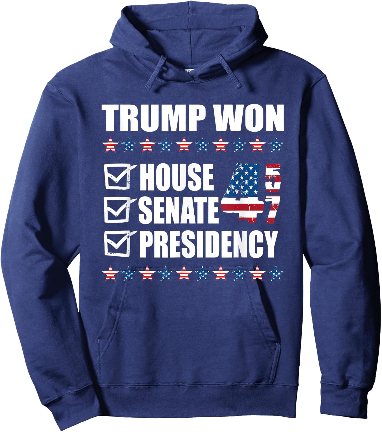 Trump Won 2024 Presidency Senate White House Republican 47th Hoodie - Hoodie | Navy