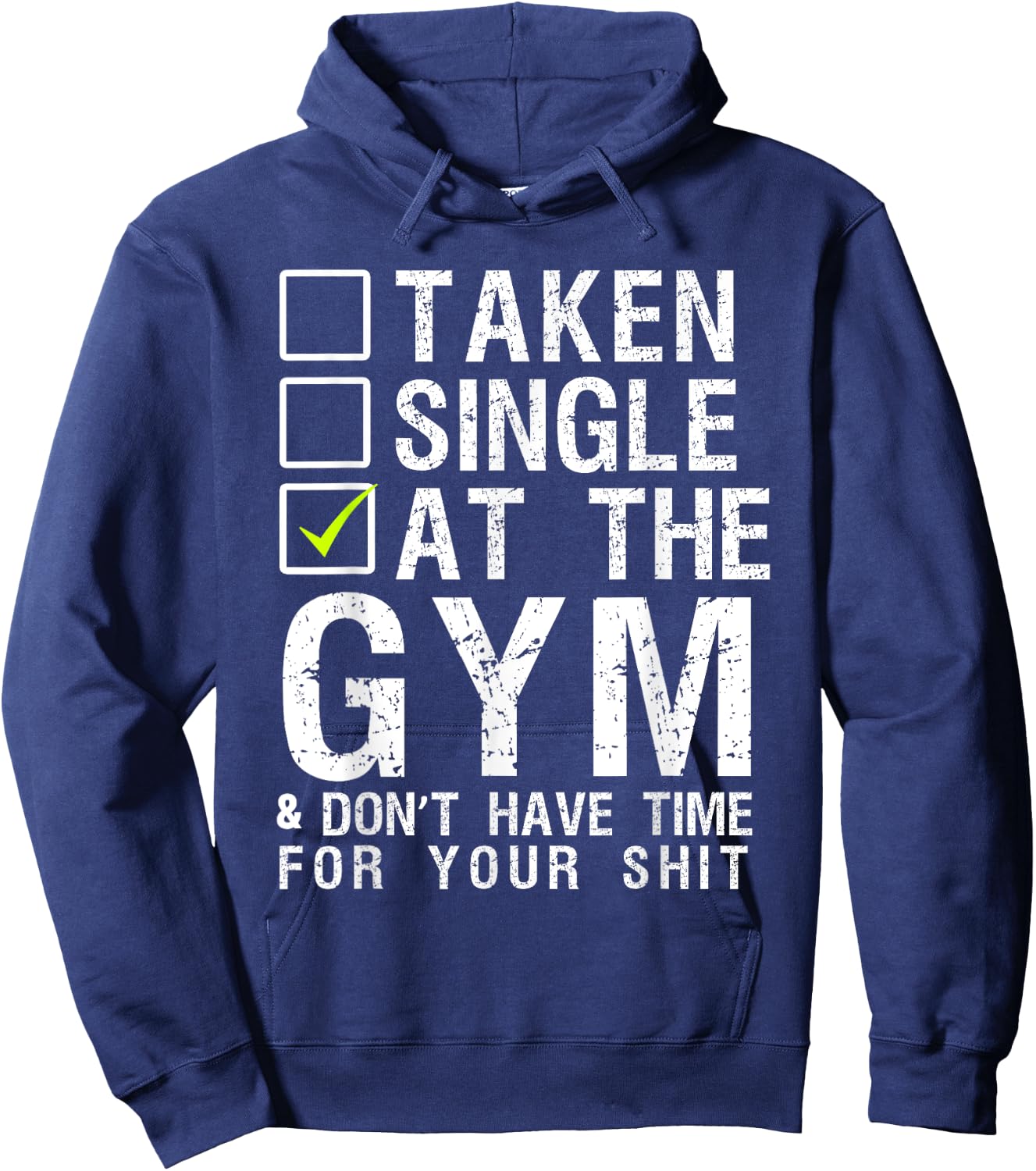 Taken Single At The Gym Short Sleeve Black Hoodie - Hoodie | Navy