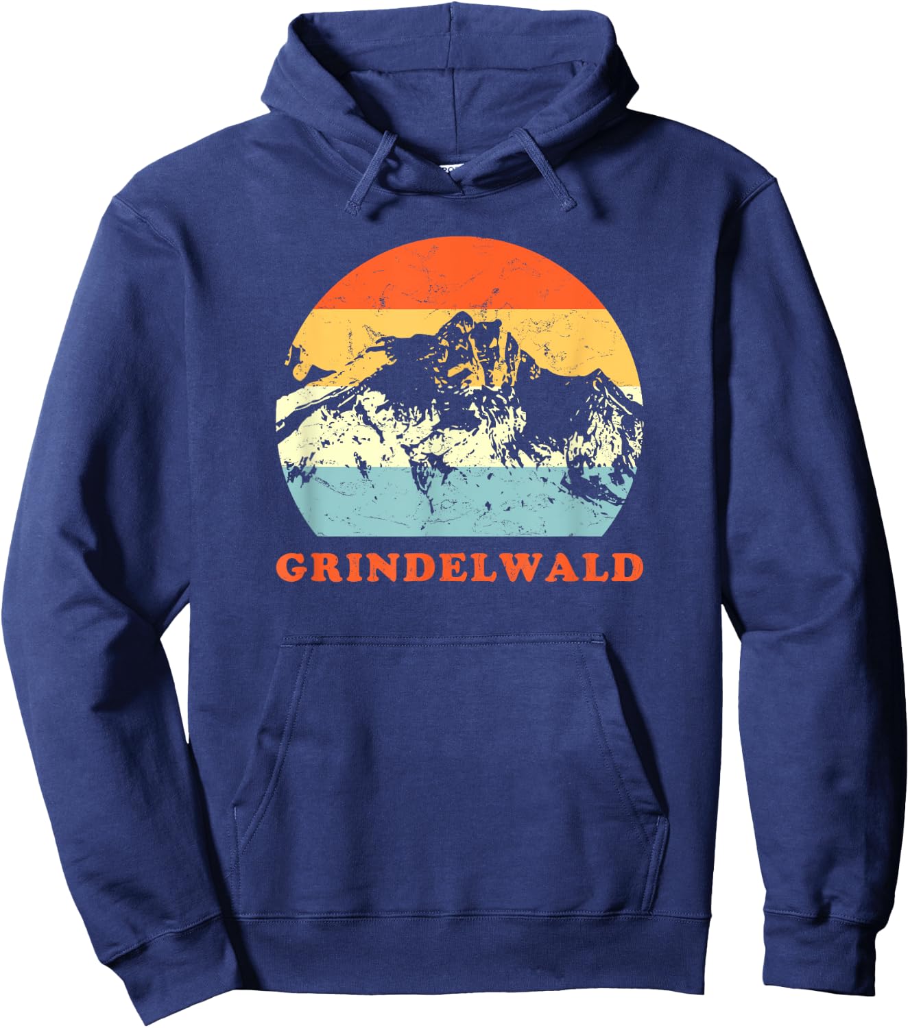 Grindelwald, Swiss Vintage Mountain Lovers Vacation Hoodie - Hoodie | Navy