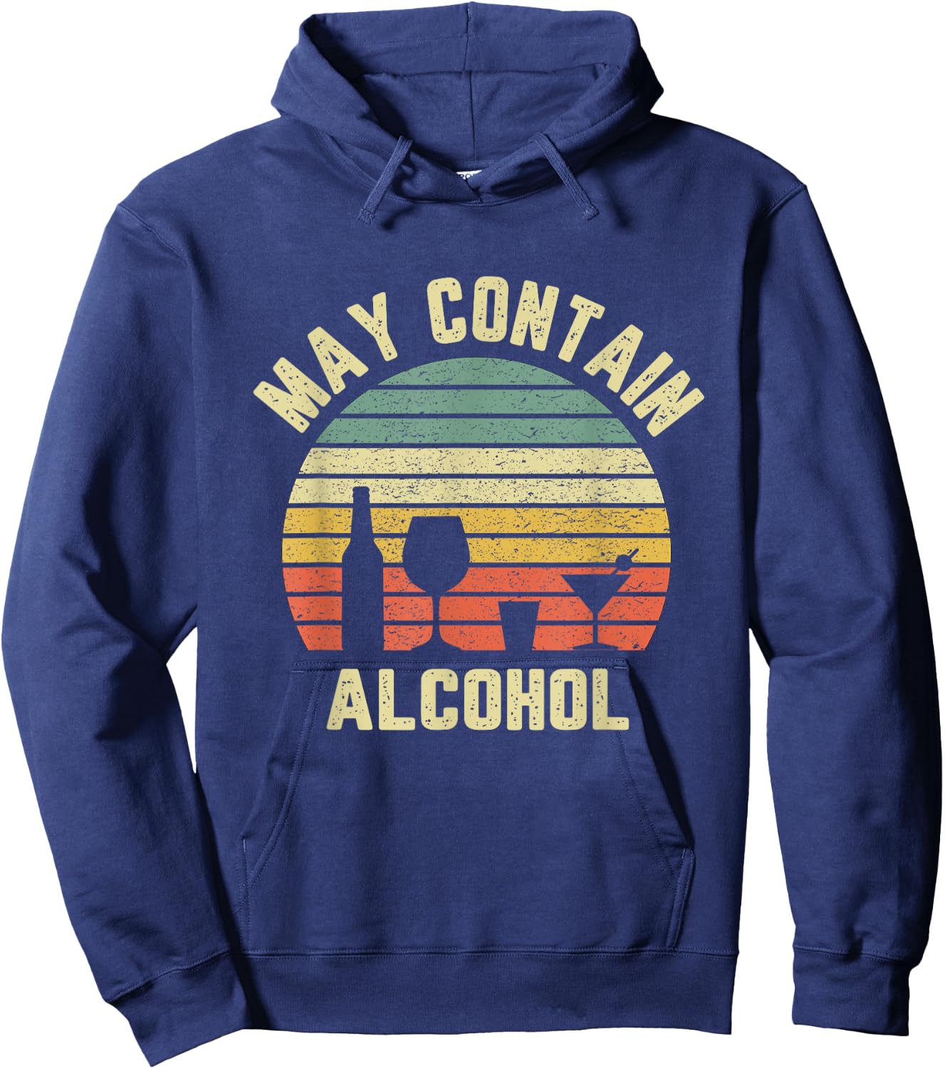 May Contain Alcohol Shirt Funny Drinking T Shirt Retro Party Hoodie - Hoodie | Navy