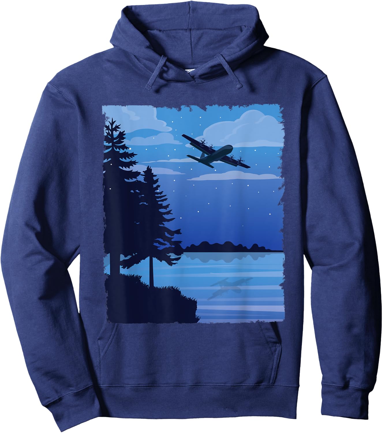 C-130 Over the Lake Hoodie - Hoodie | Navy