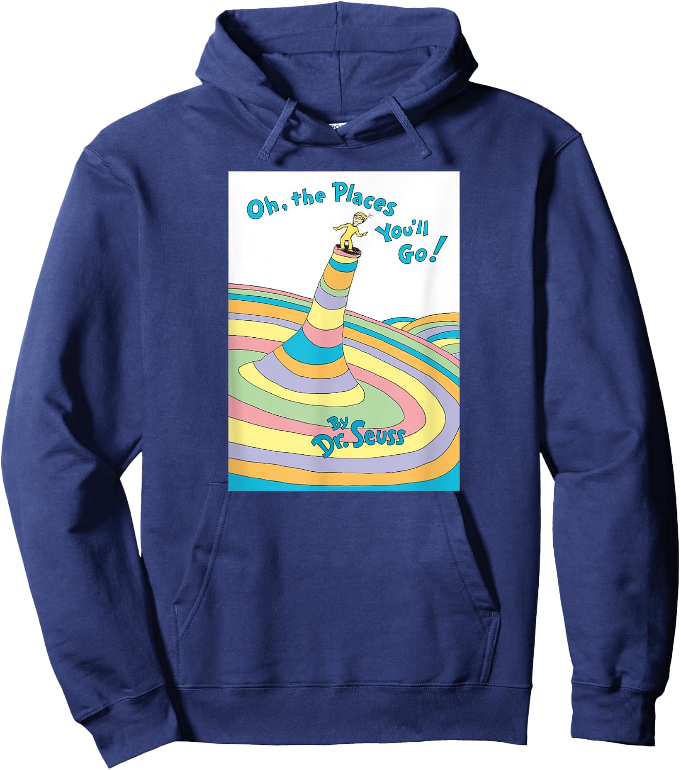 Dr. Seuss Oh the Places You'll Go Book Cover Hoodie - Hoodie | Navy
