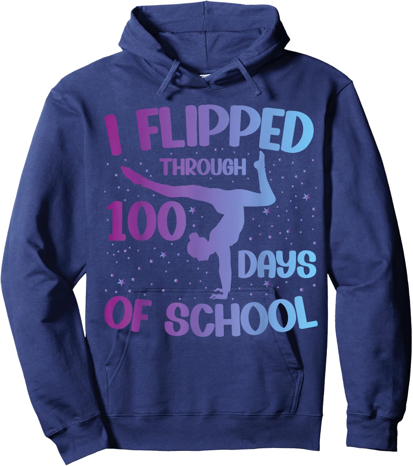 Gymnast HAPPY 100 days of school Gymnastic Tumbling Hoodie - Hoodie | Navy
