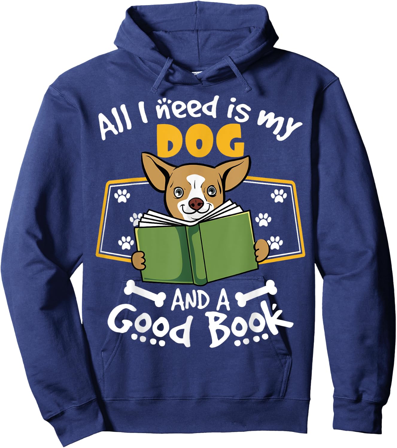 Funny Dog Book Lover | My Dog & Good Book Hoodie - Hoodie | Navy