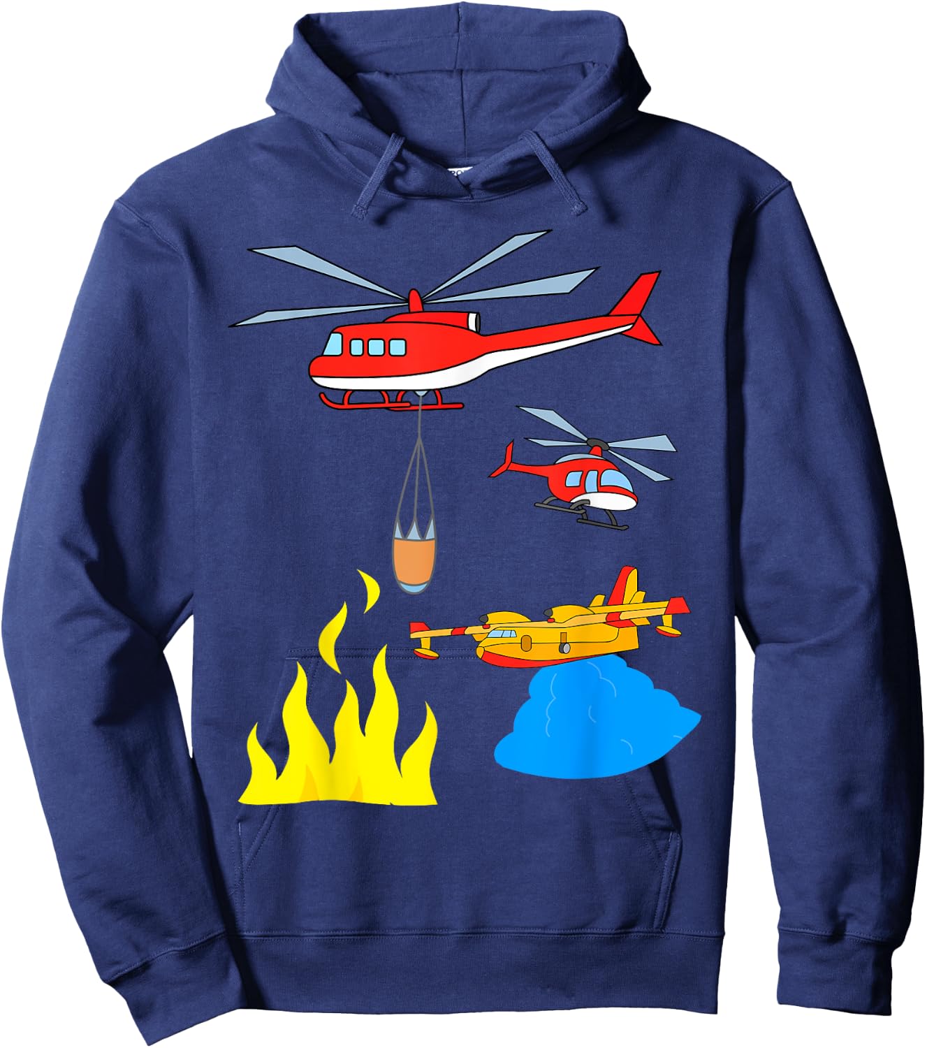 Fire Engine Aeroplane Helicopter Hoodie - Hoodie | Navy