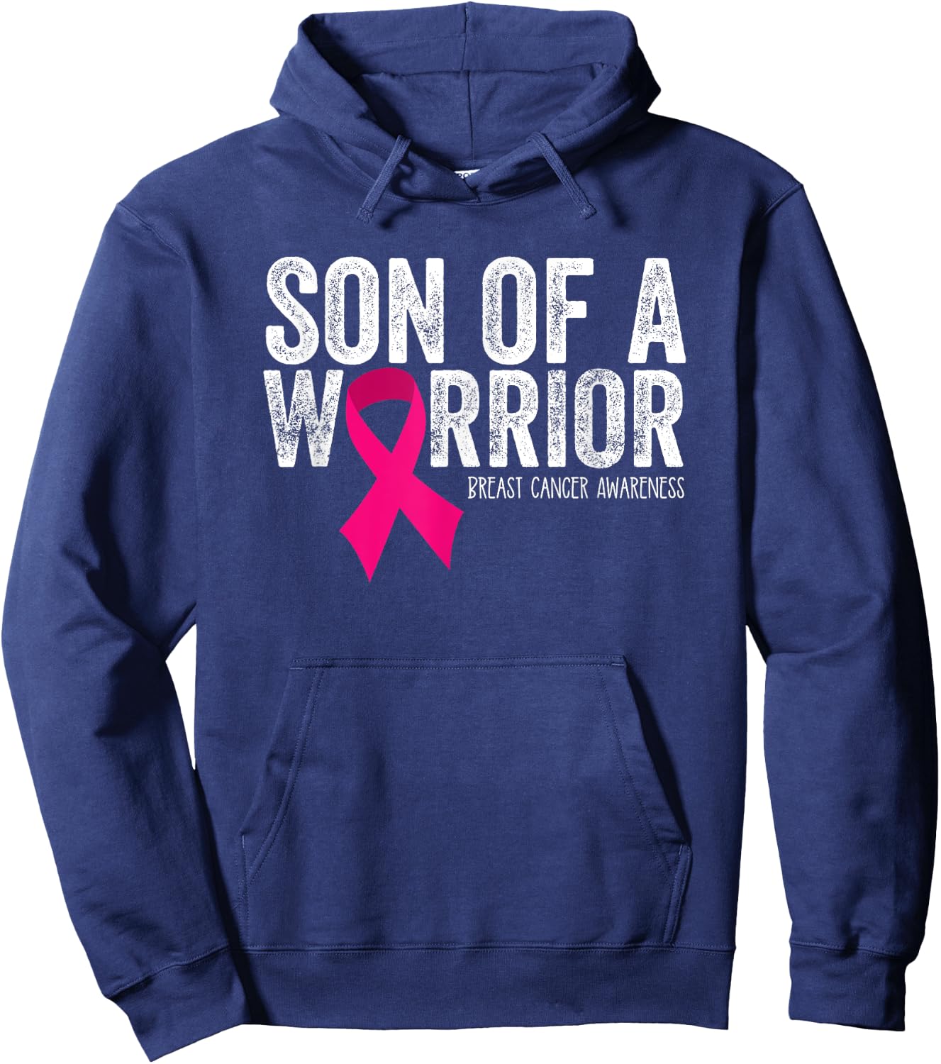 Son of a Warrior Mother Breast Cancer Awareness Gift Pink Hoodie - Hoodie | Navy