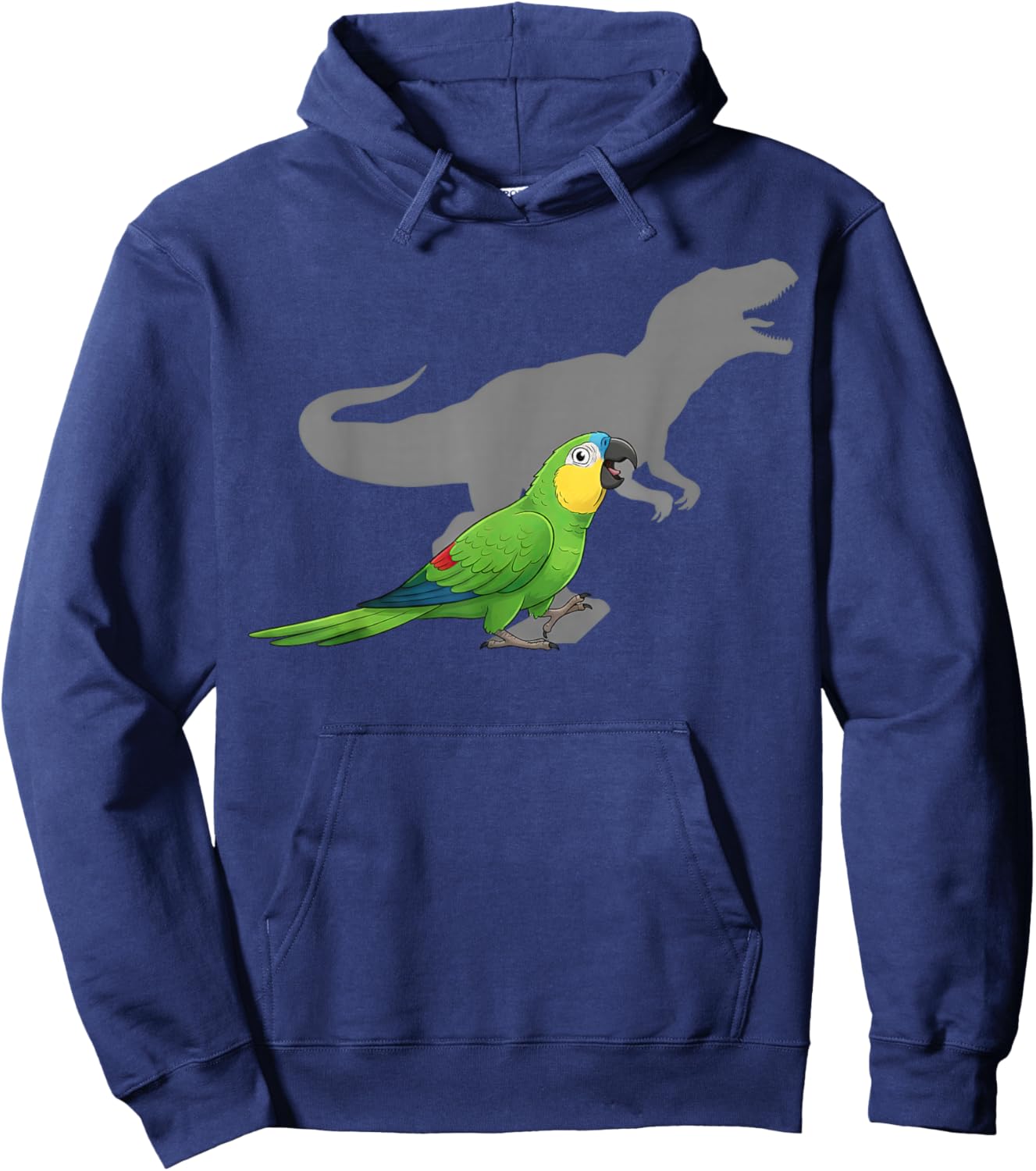 Blue-Fronted Parrot with T rex Shadow Bird Lovers Hoodie - Hoodie | Navy