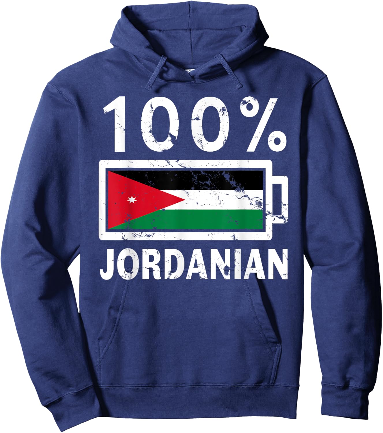 Jordan Flag | 100% Jordanian Battery Power Hoodie - Hoodie | Navy