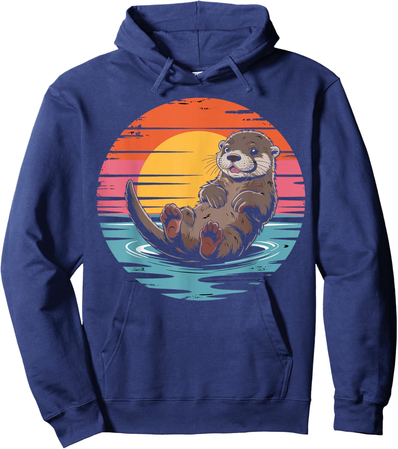 Cute Sea Otter Retro Ocean Animal Nature Gifts Women Hoodie - Hoodie | Navy