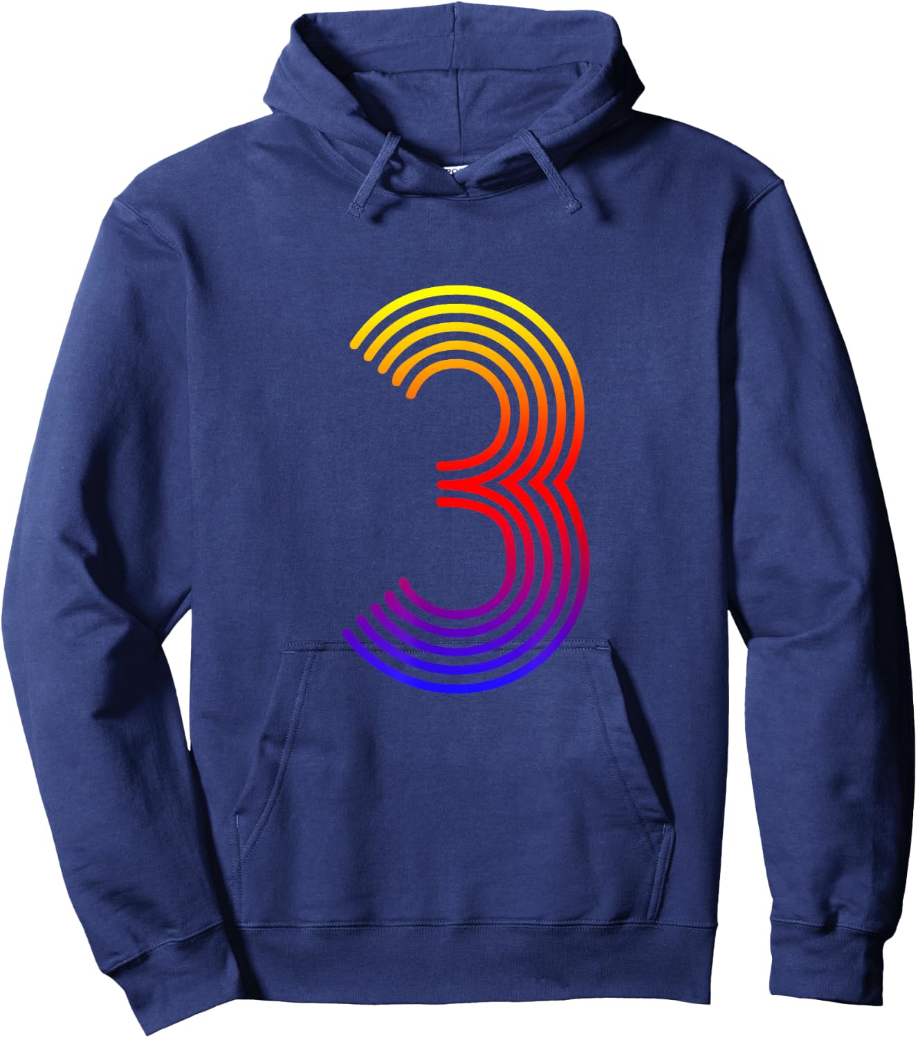 Number 3 Shirt Birthday Gift Disco Rainbow Retro Hoodie - Hoodie | Navy