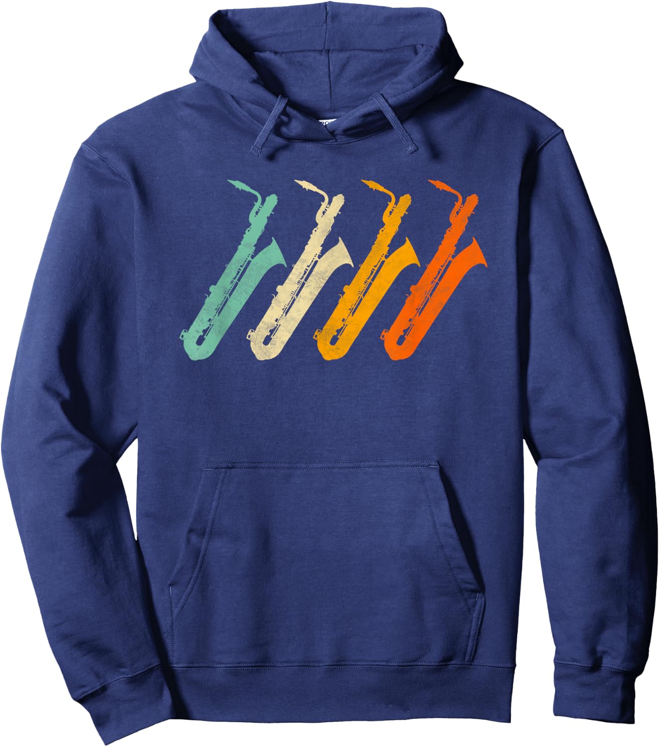 Retro Baritone Saxophone Shirt for Bari Saxophonist Hoodie - Hoodie | Navy