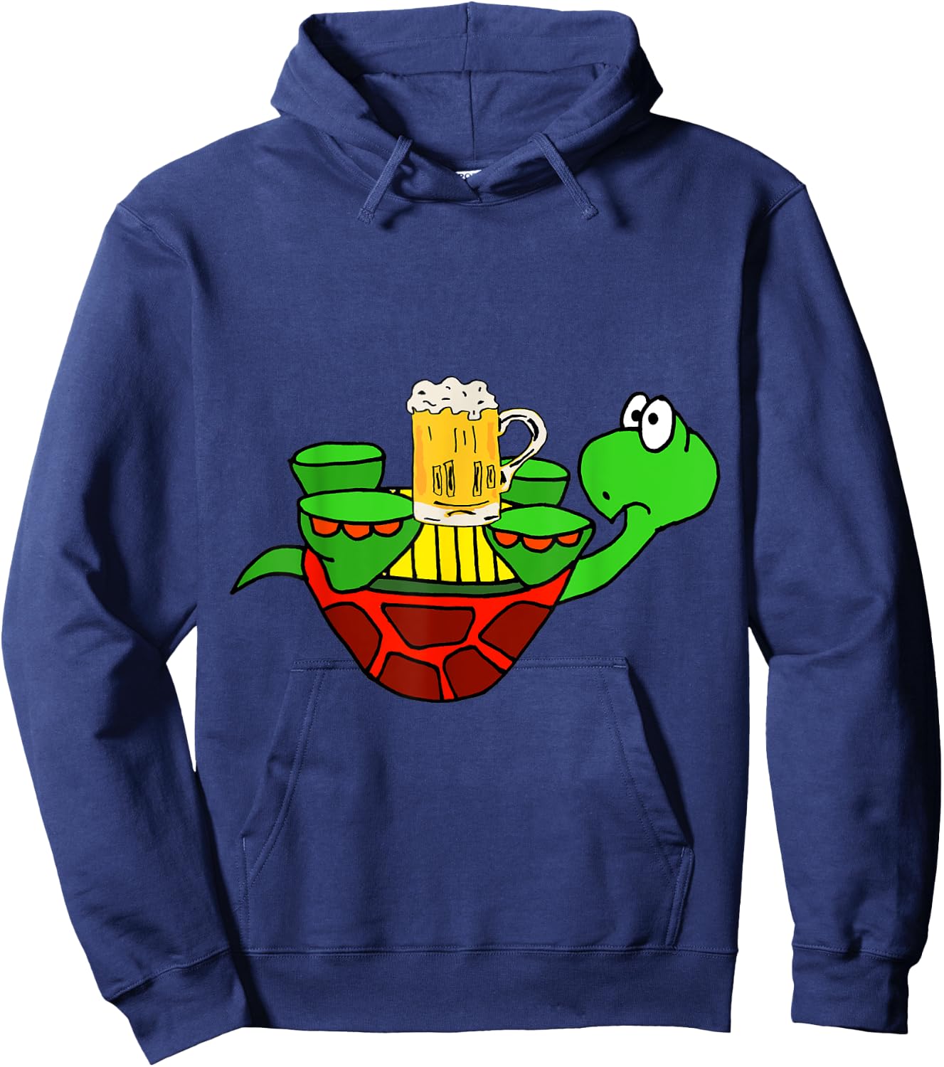 Smileteesfunnya Funny Upside Down Turtle Drinking Beer Hoodie - Hoodie | Navy