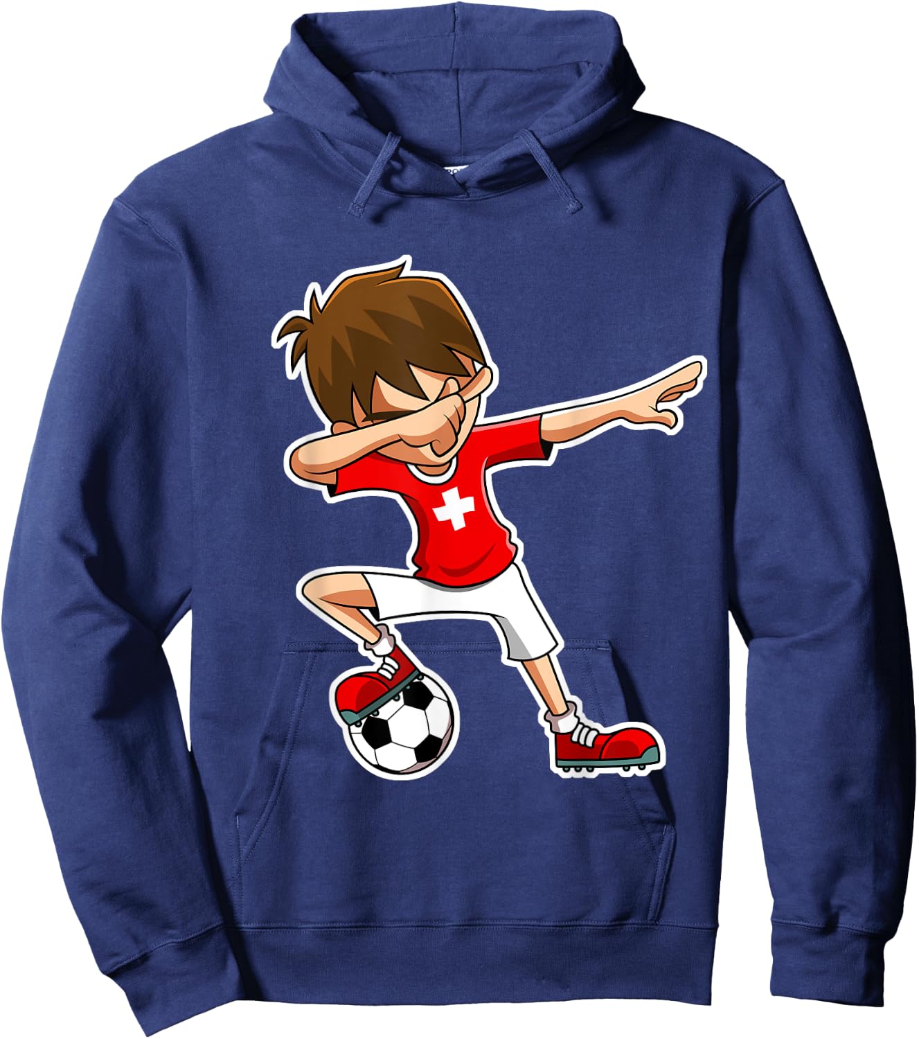 Dabbing Soccer Boy Switzerland Jersey, Swiss Kids Dab Gifts Hoodie - Hoodie | Navy