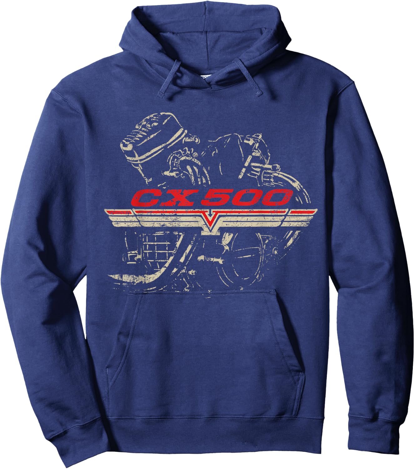CX500 Engine Distressed Retro Design Hoodie - Hoodie | Navy