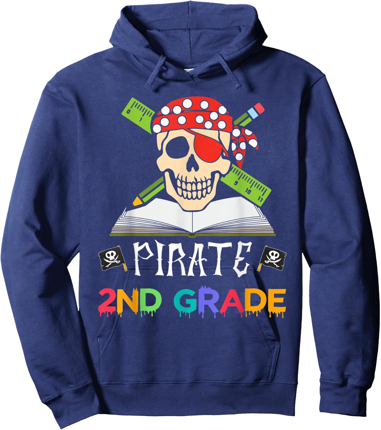 2nd Grade Pirate Halloween Gift Student Teacher Hoodie - Hoodie | Navy