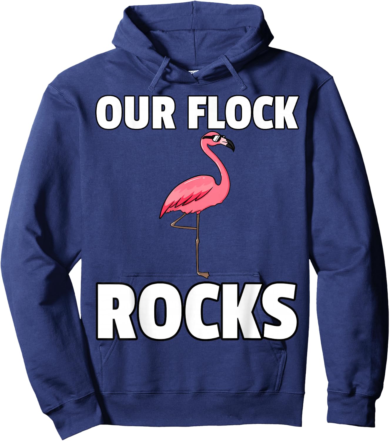 Our Flock Rocks Gift Pink Flamingo Women Men Hoodie - Hoodie | Navy