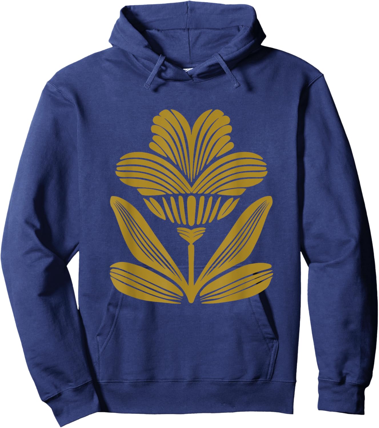 Scandinavian Folk Art Floral Modern Botanical Style Deco Hoodie - Hoodie | Navy