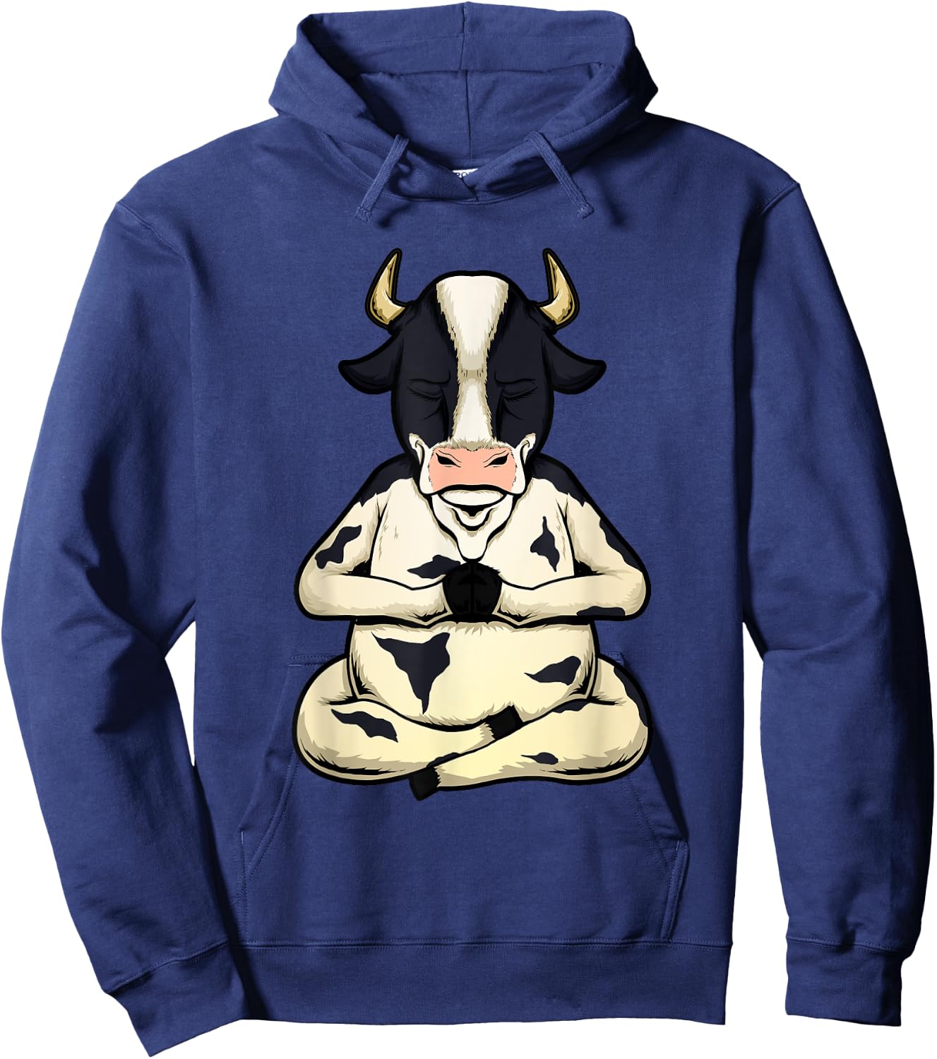 Cow Yoga Meditating Calf Yogi Bull Sitting Yoga Pose Namaste Hoodie - Hoodie | Navy