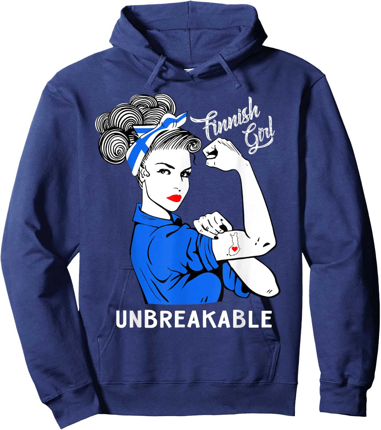Finnish Girl Unbreakable Heritage Finland Flag Gift Hoodie - Hoodie | Navy