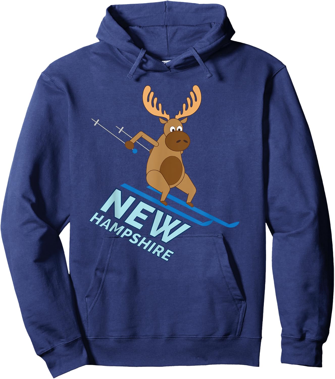New Hampshire | NH Skiing Moose Winter Shirt Hoodie - Hoodie | Navy