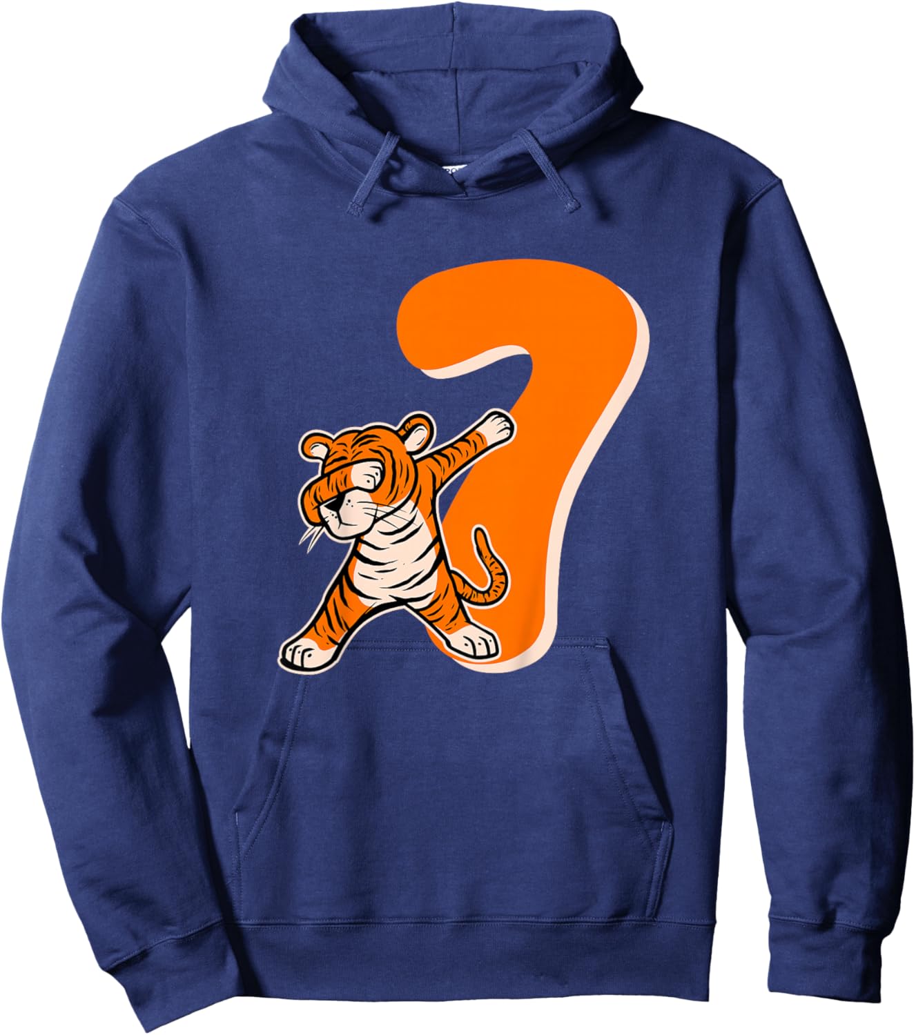 Kids 7th Tiger Birthday Party 7 Year Old Boy Tiger Birthday Hoodie - Hoodie | Navy
