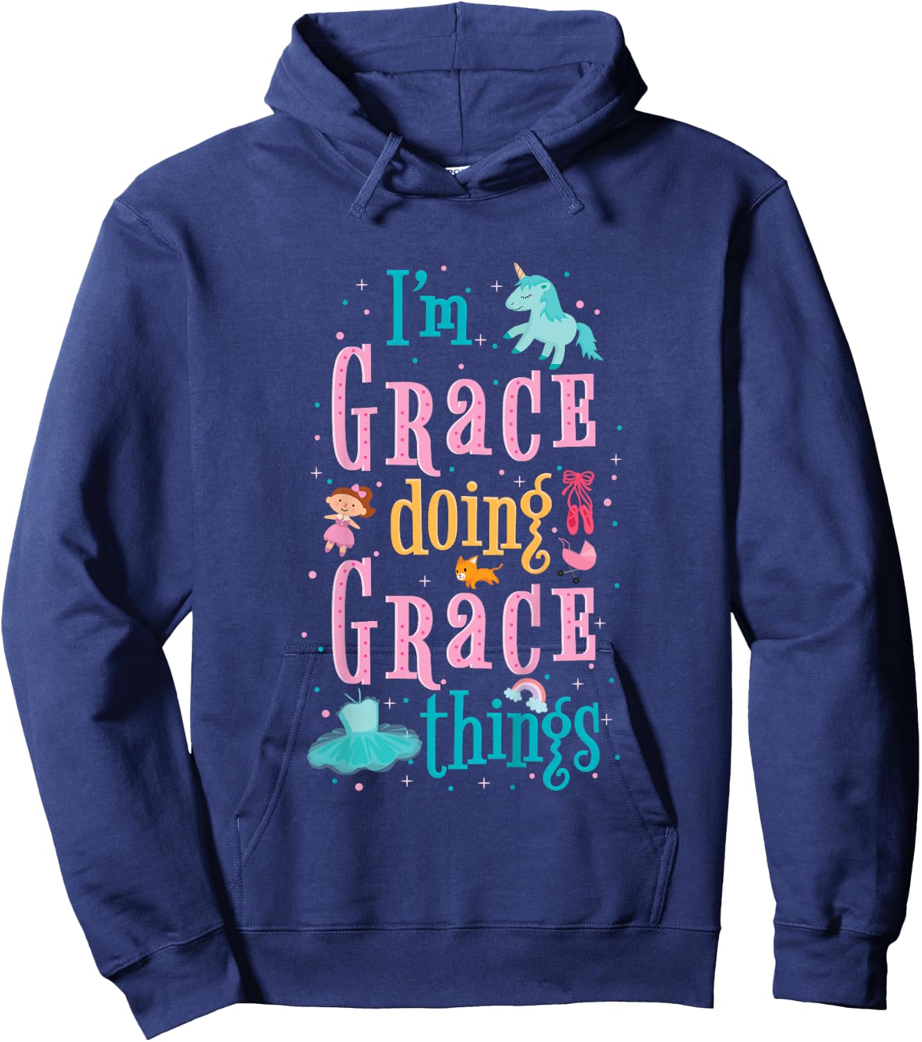 Cute shirt for kids or toddlers named Grace Hoodie - Hoodie | Navy