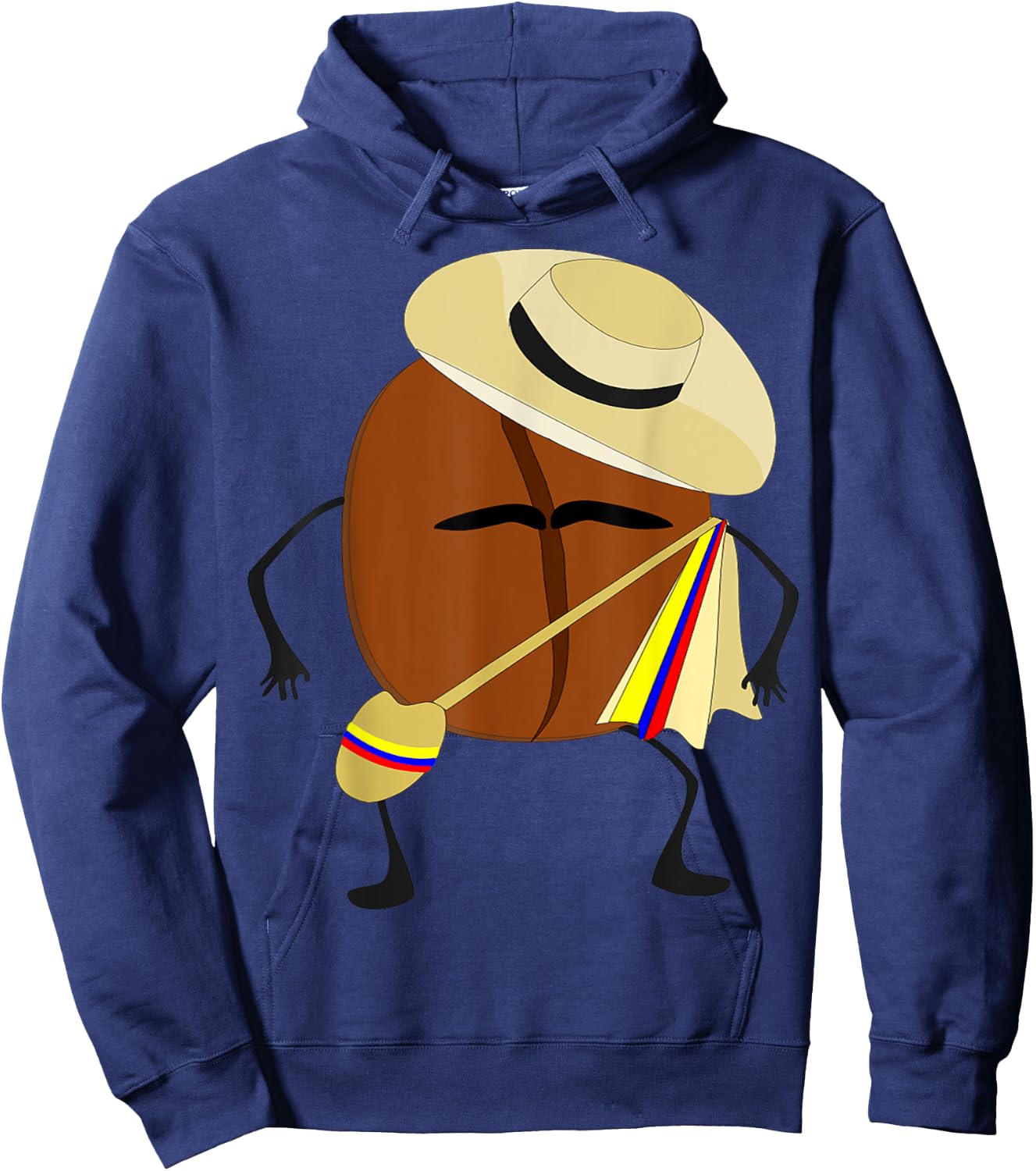 Colombian Coffee Bean Guy , traditional folk clothes Hoodie - Hoodie | Navy