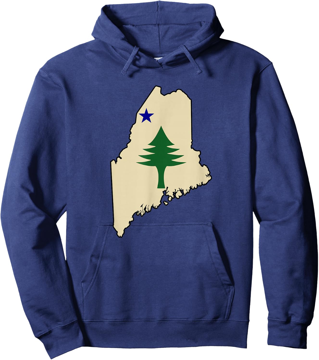 Old Maine State Flag 1901 Pine Tree Star Hoodie - Hoodie | Navy
