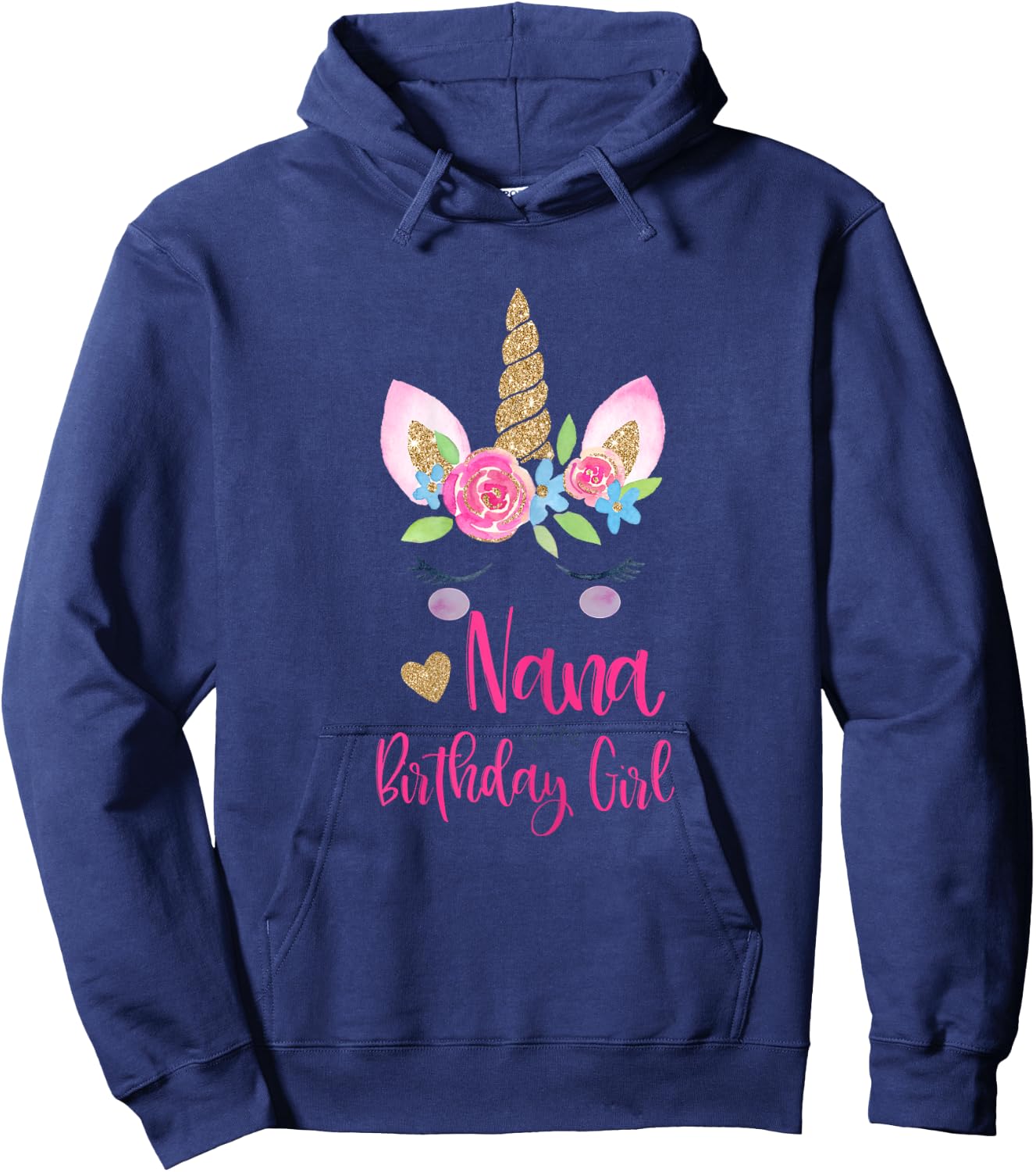 Unicorn Nana of the Birthday Girl Shirt Matching Party Hoodie - Hoodie | Navy