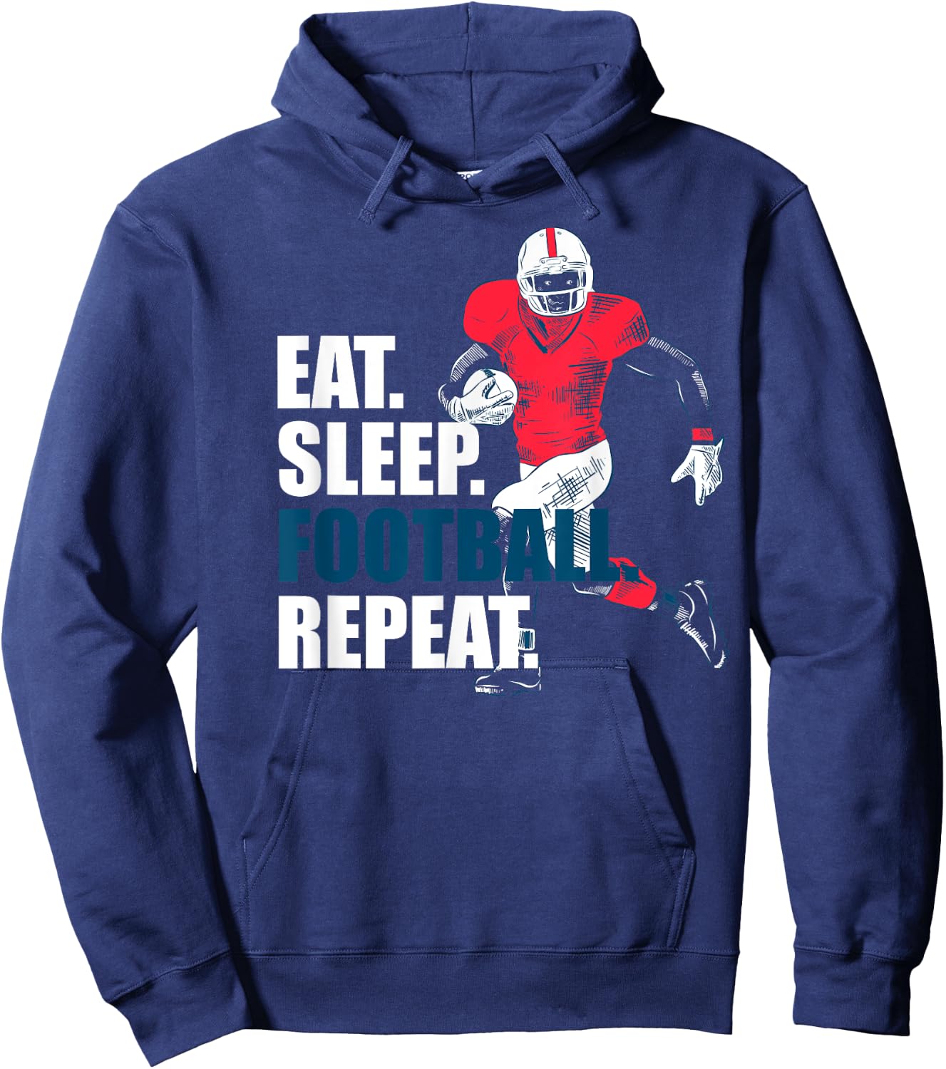 Eat Sleep Football Repeat Shirts, Football Lovers Gear Gift Hoodie - Hoodie | Navy