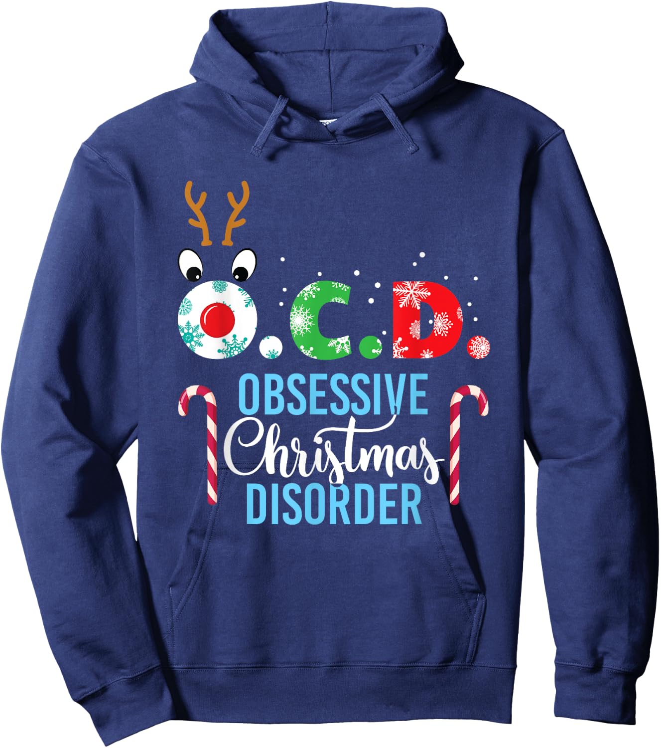 Obsessive Christmas Disorder! Reindeer Antlers Gift Hoodie - Hoodie | Navy