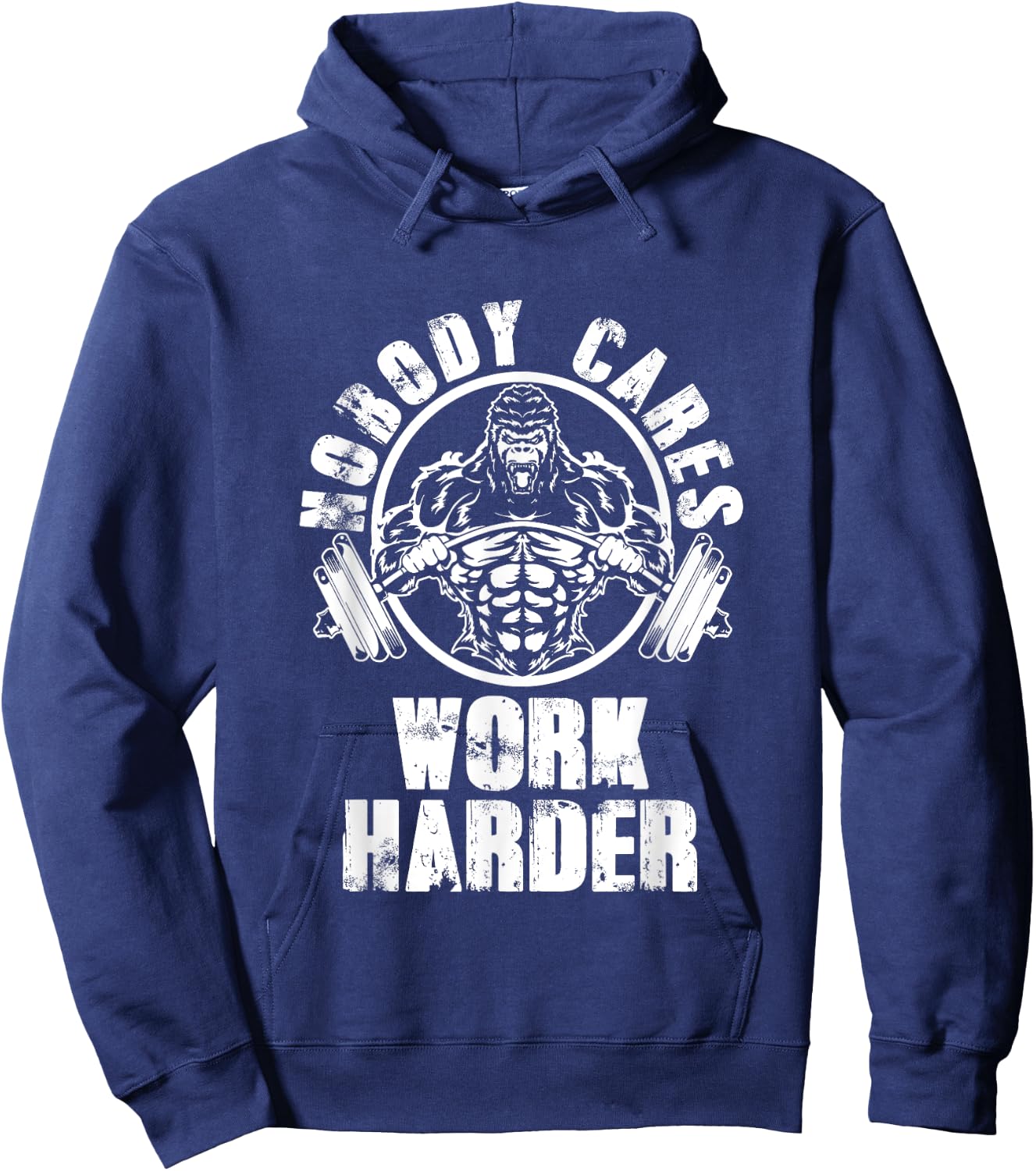 Nobody Cares Work Harder - Motivational Fitness Gym Workout Hoodie - Hoodie | Navy