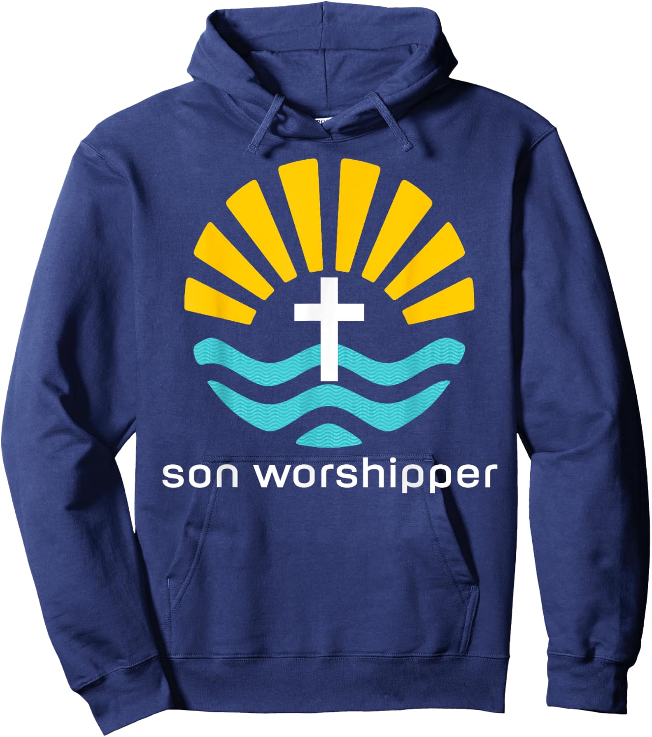 Son Worshipper Surfing Catholic Jesus Calling Beach Sun Fun Women Kids Hoodie - Hoodie | Navy
