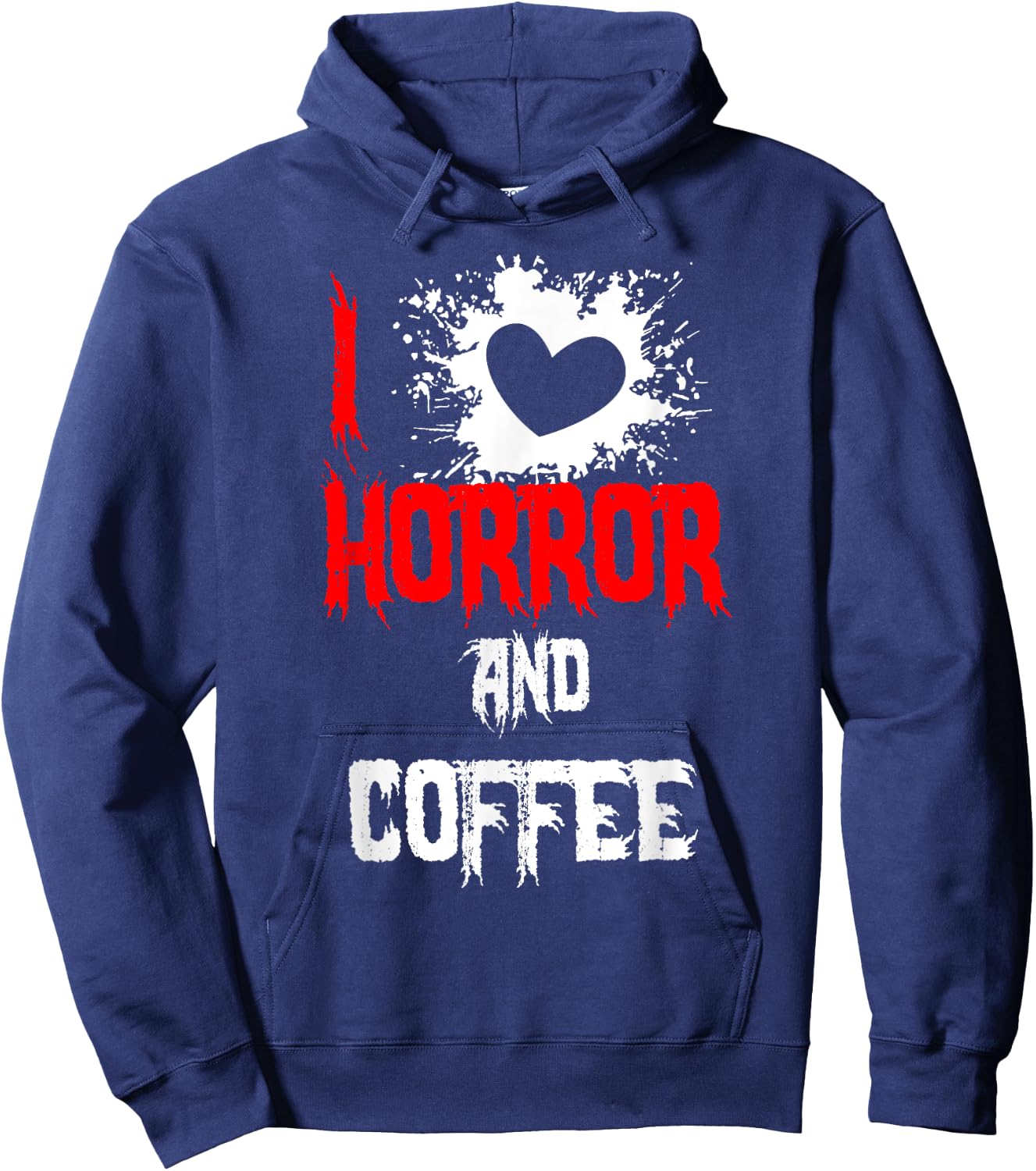 Horror Funny - I Love Horror And Coffee Hoodie - Hoodie | Navy