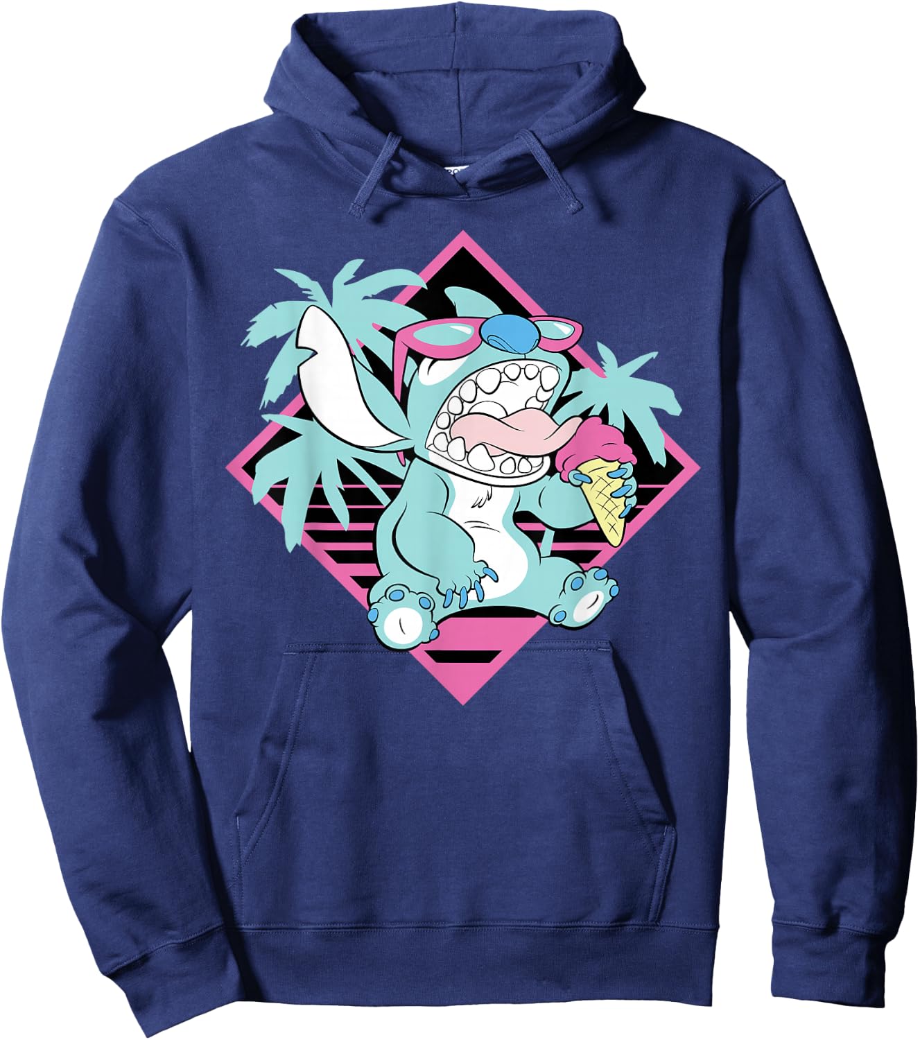 Disney Lilo & Stitch Ice Cream Retro 90s Beach Hoodie - Hoodie | Navy
