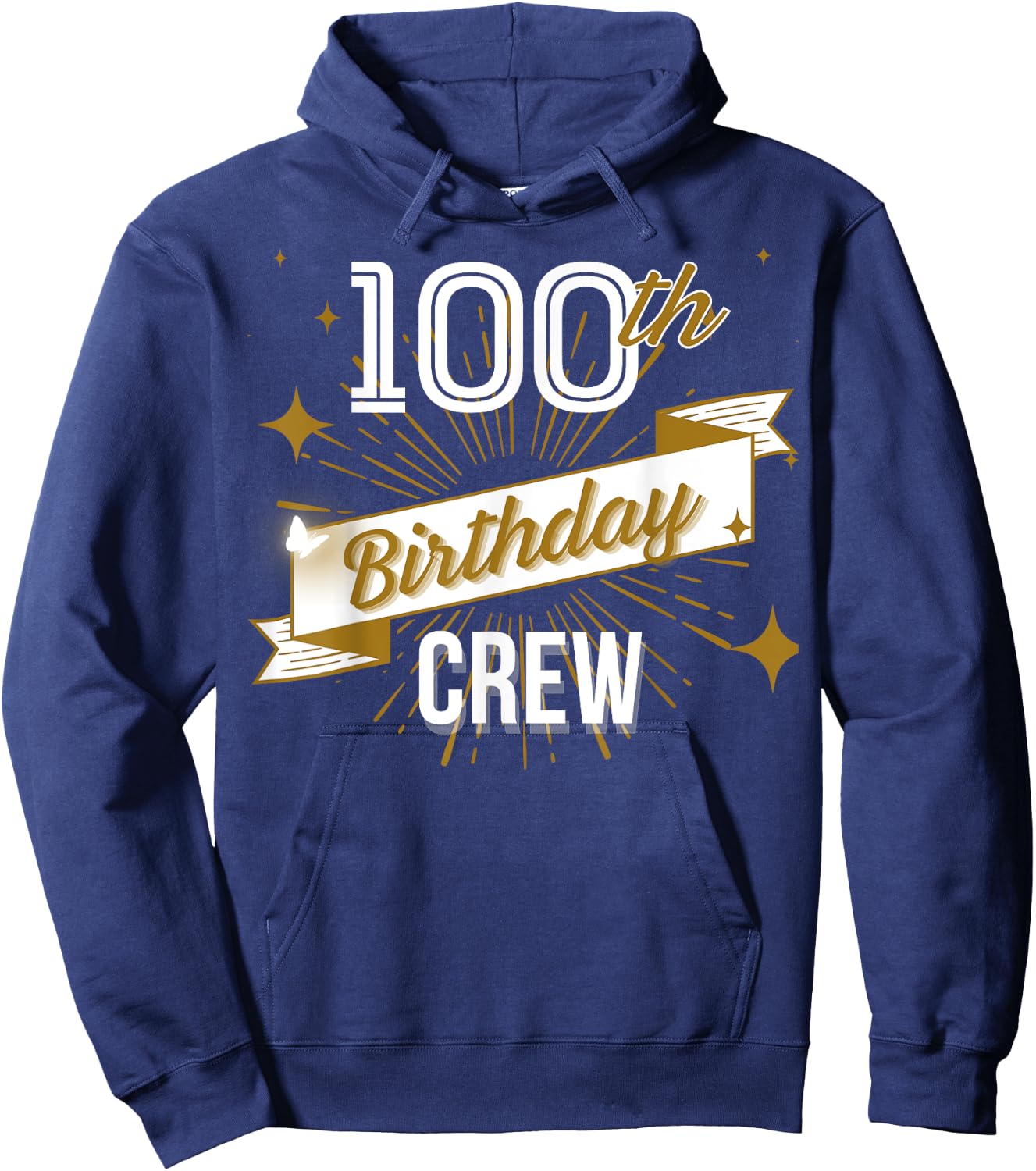 100th Birthday Crew 100 Years Old Attend Bday Party Vintage Hoodie - Hoodie | Navy