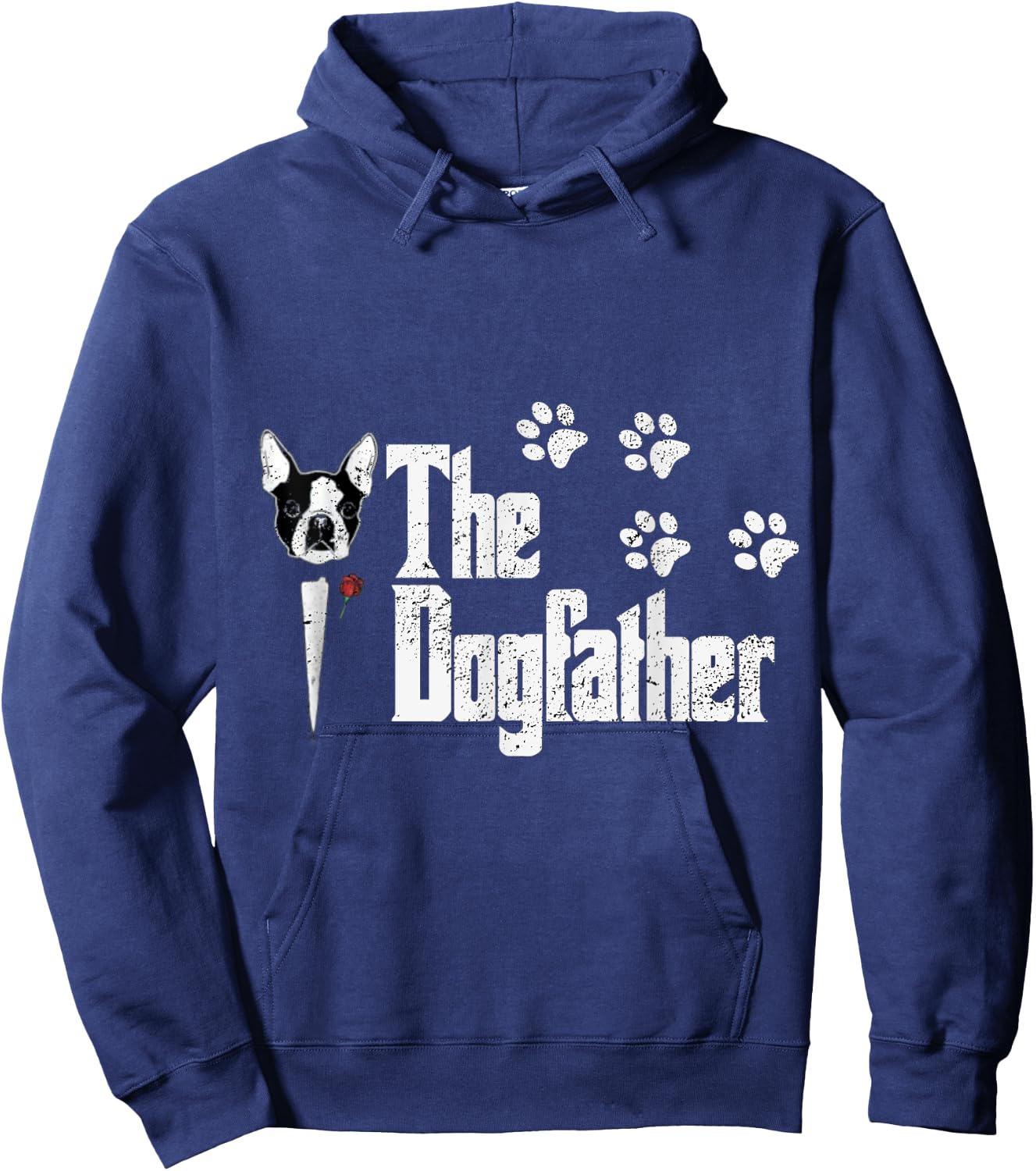 The Dogfather Boston Terrier Dog Dad Gift Hoodie - Hoodie | Navy