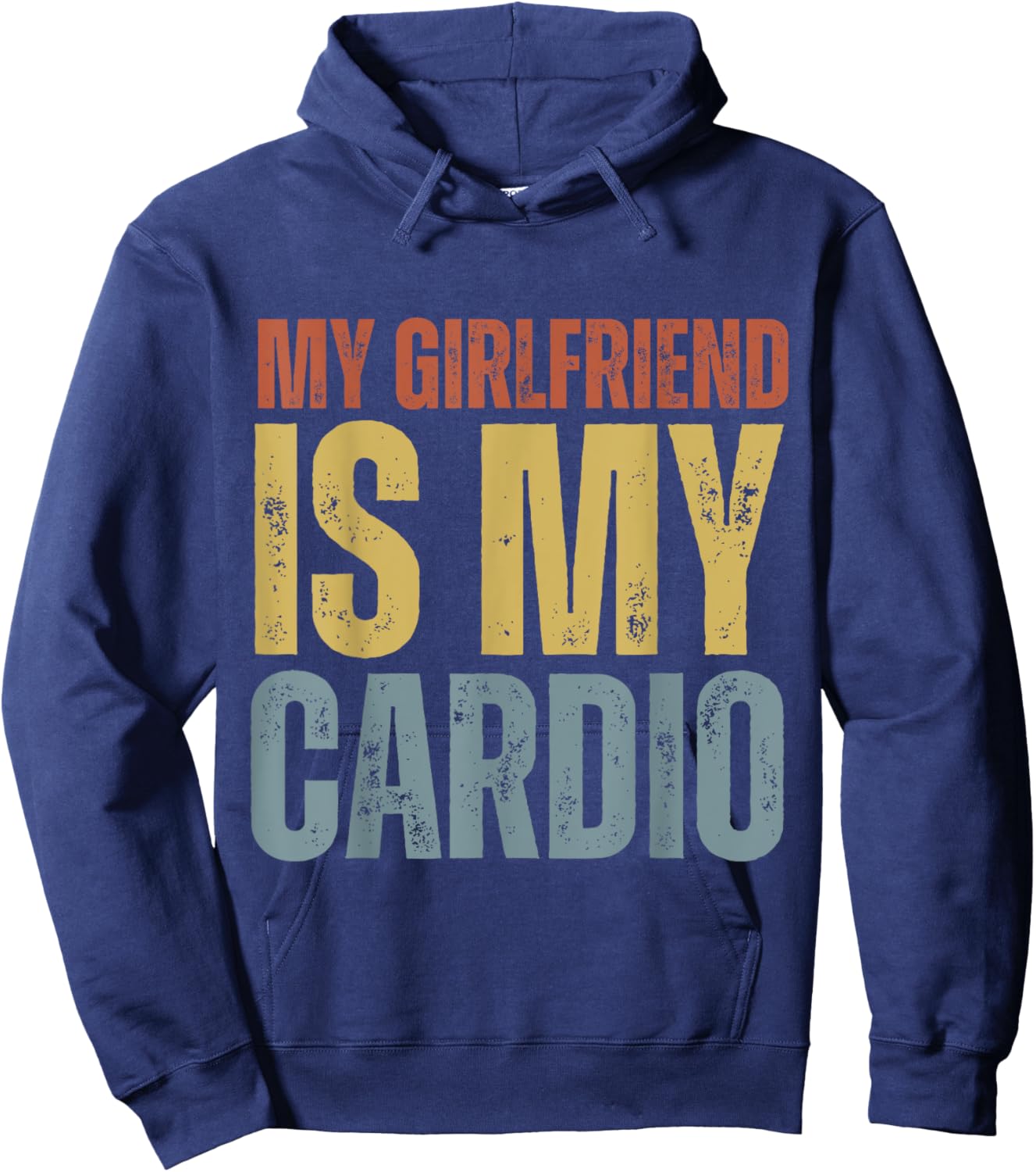My Girlfriend Is My Cardio Gym Fitness -Adults Black Small Modern Classic Round Collar Short Sleeve Hoodie - Hoodie | Navy