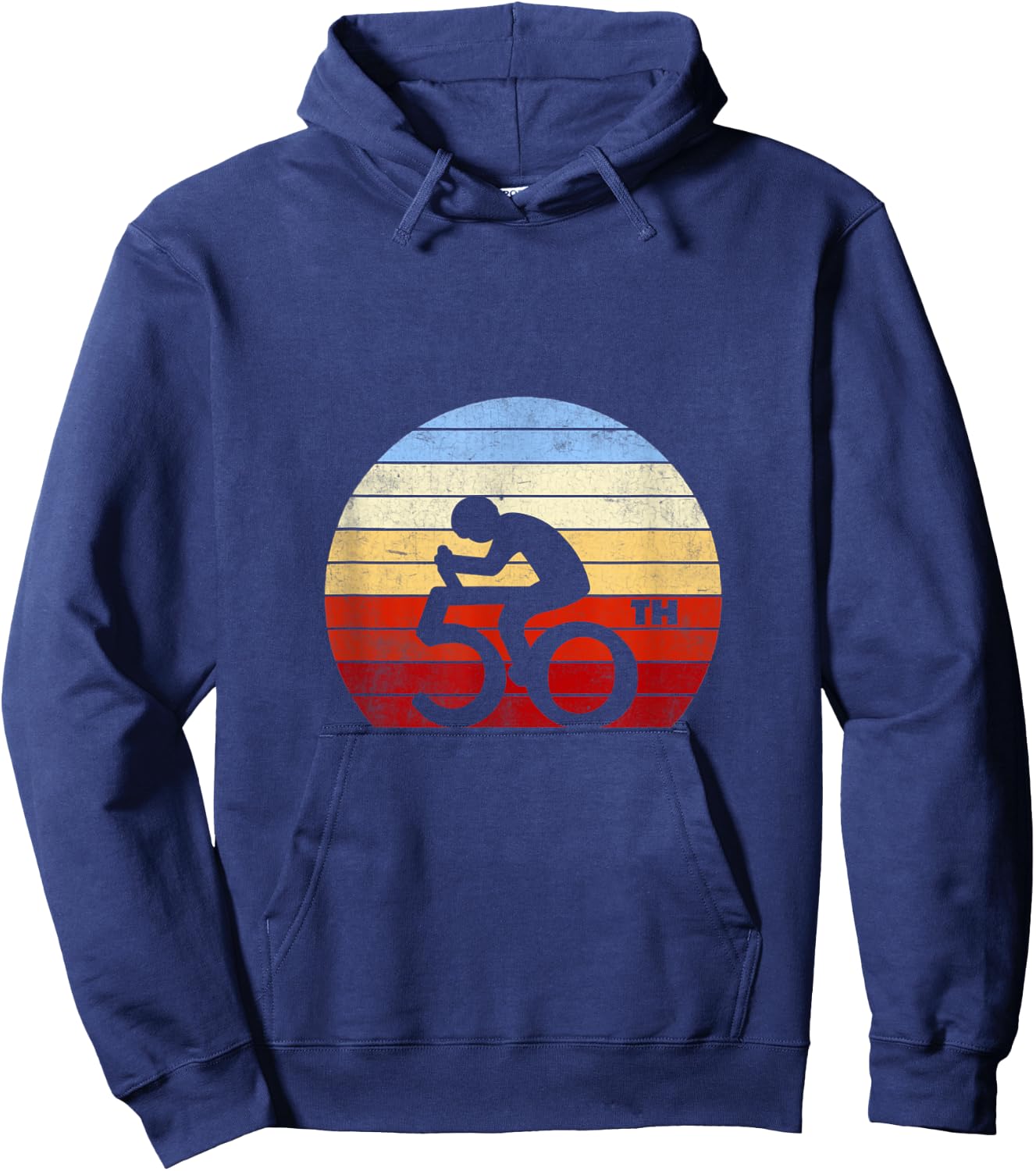 50th Birthday Mountain Bike Tour Cycling Lover Retro Vintage Hoodie - Hoodie | Navy