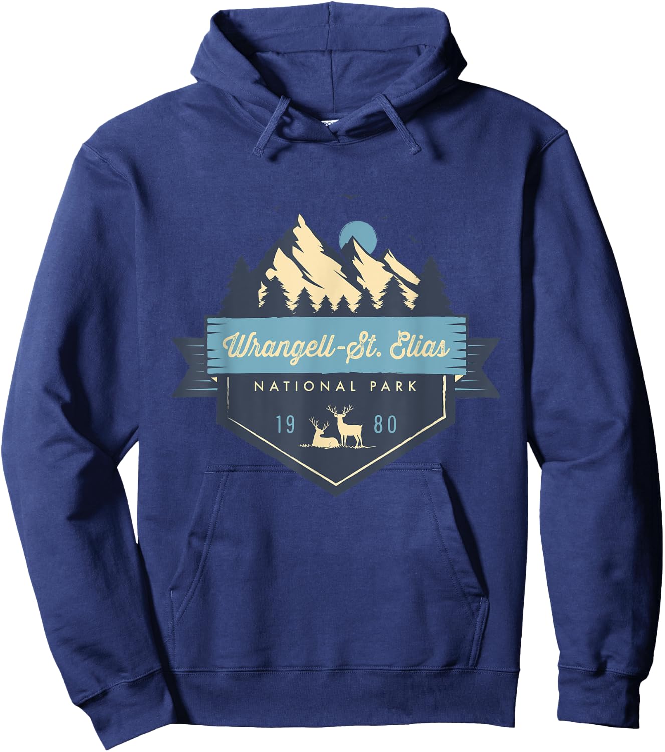 Wrangell St. Elias National Park Cool Vintage Mountain Hoodie - Hoodie | Navy
