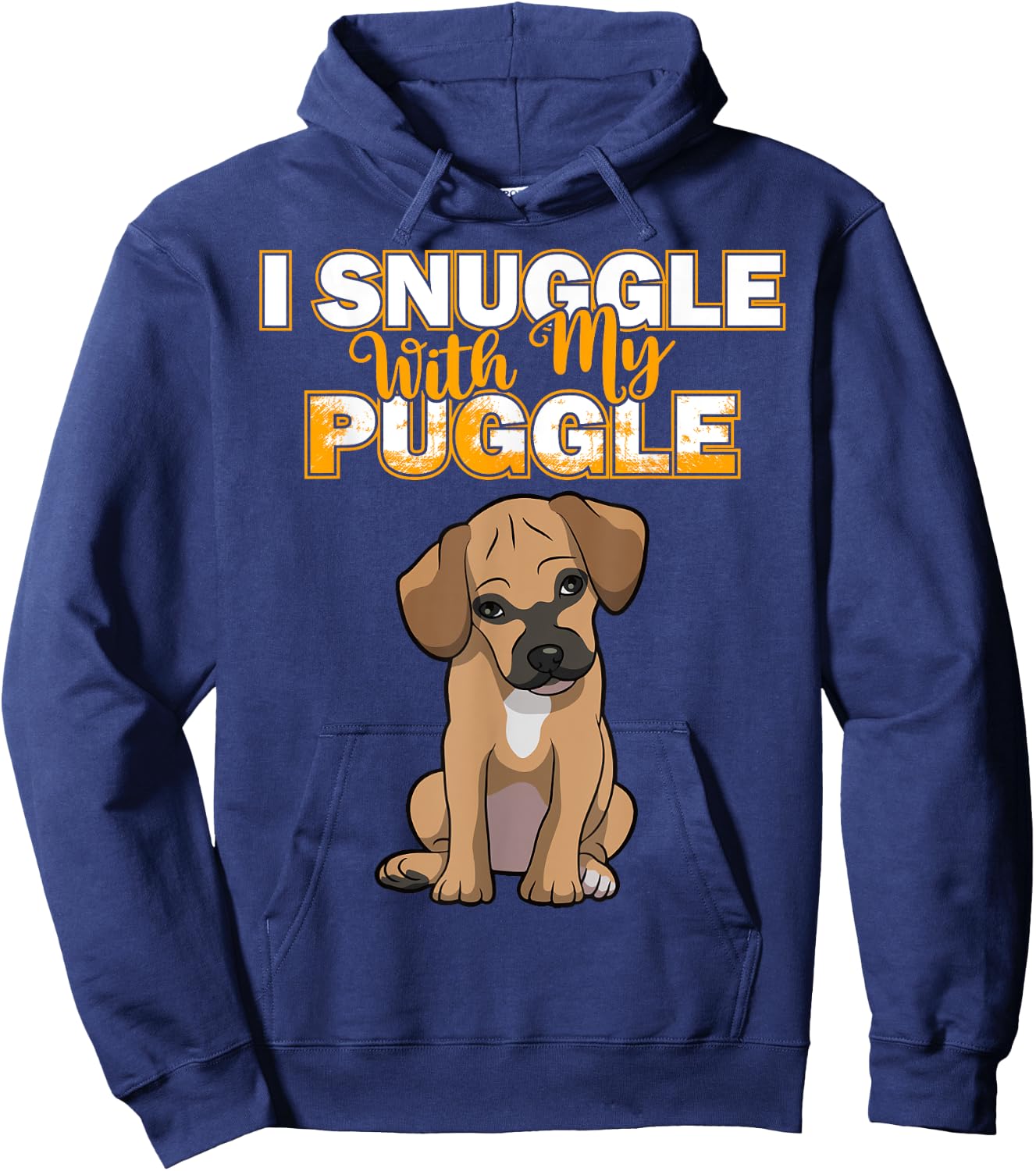 Funny Puggle Shirt Women's Puggle I Snuggle With My Puggle Shirt Black Cartoon Short Sleeve Size Small Hoodie - Hoodie | Navy