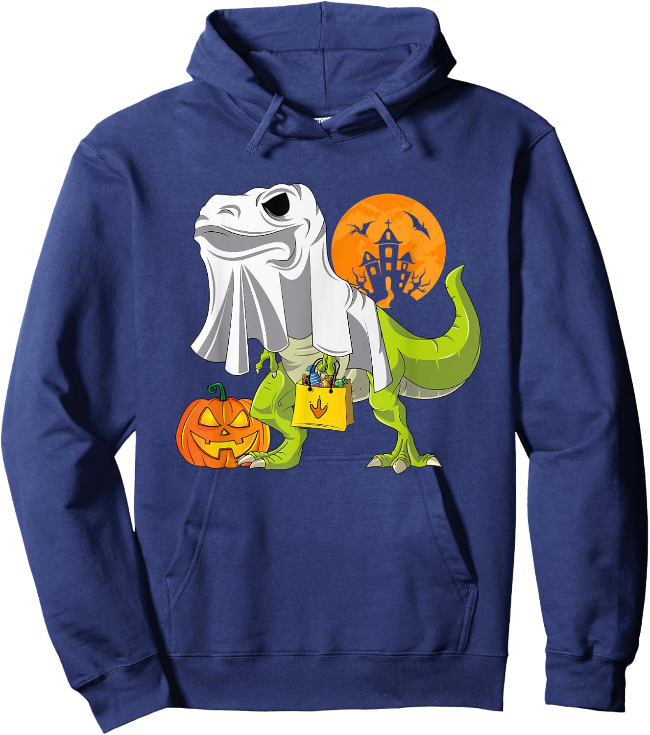 Ghost Dinosaur Funny T Rex Halloween Shirt For Boys Costume Hoodie - Hoodie | Navy