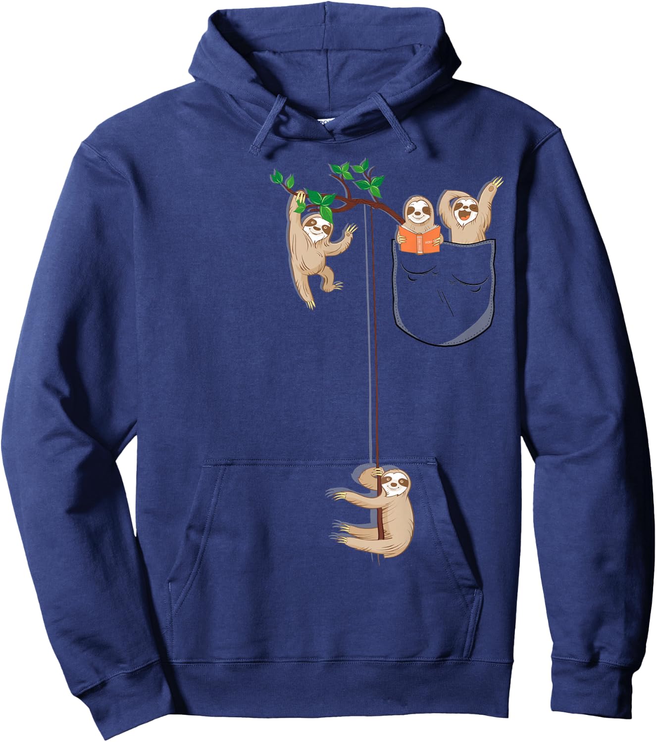 Funny Sloth Family in Pocket Cute Animal Lover Gift Hoodie - Hoodie | Navy
